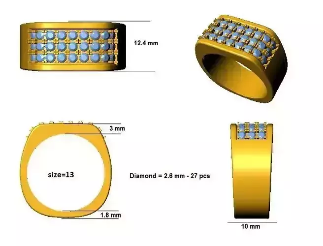  Simple Diamond Ring  ready STL model for print