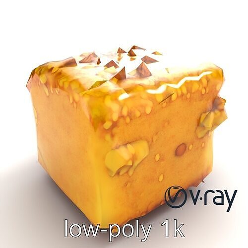 Moist Coffee Cake with Streusel Topping model pack Low-poly 3D model 7