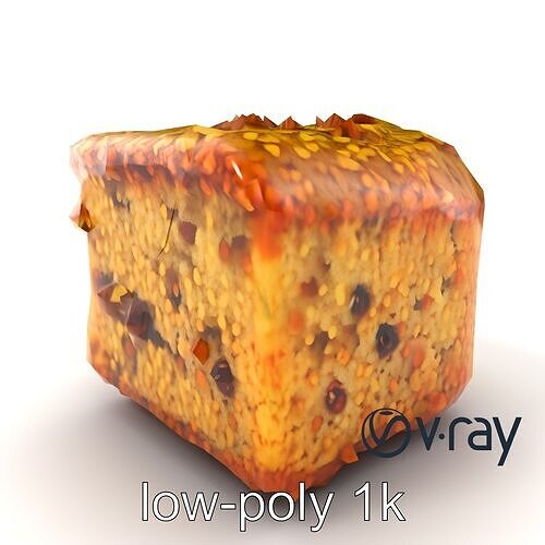 Moist Coffee Cake with Streusel Topping model pack Low-poly 3D model 2