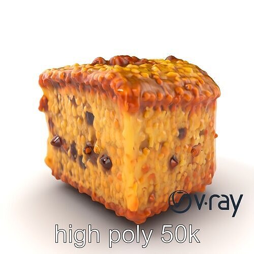 Moist Coffee Cake with Streusel Topping model pack Low-poly 3D model 5