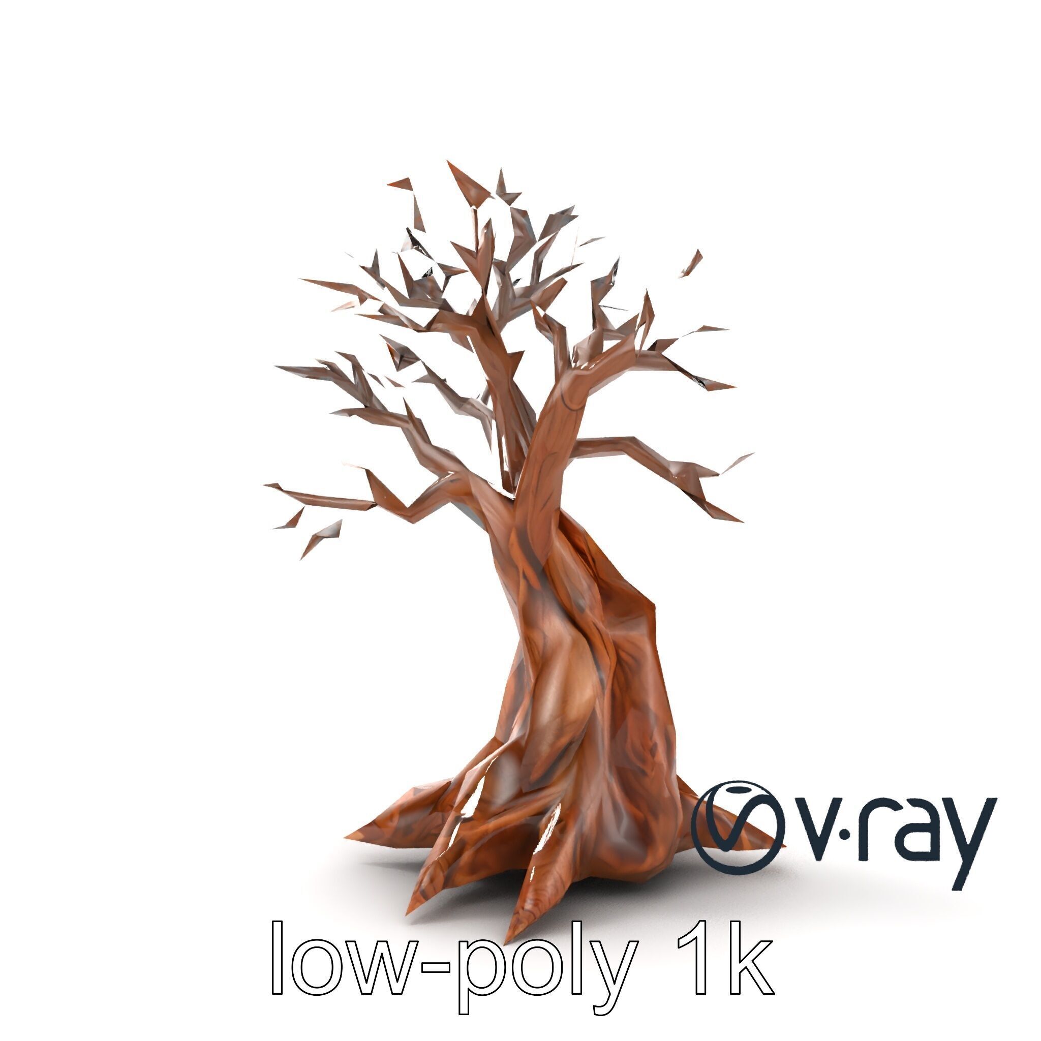Origami Tree with Intricate Branches model pack Low-poly 3D model_22