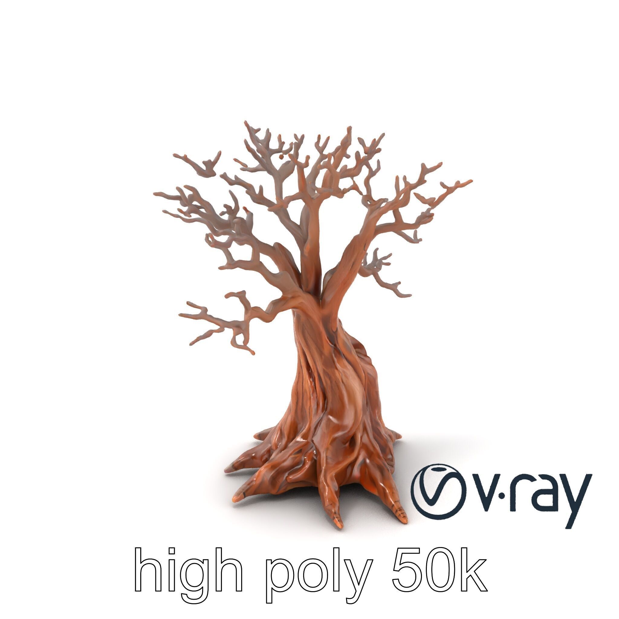 Origami Tree with Intricate Branches model pack Low-poly 3D model_5