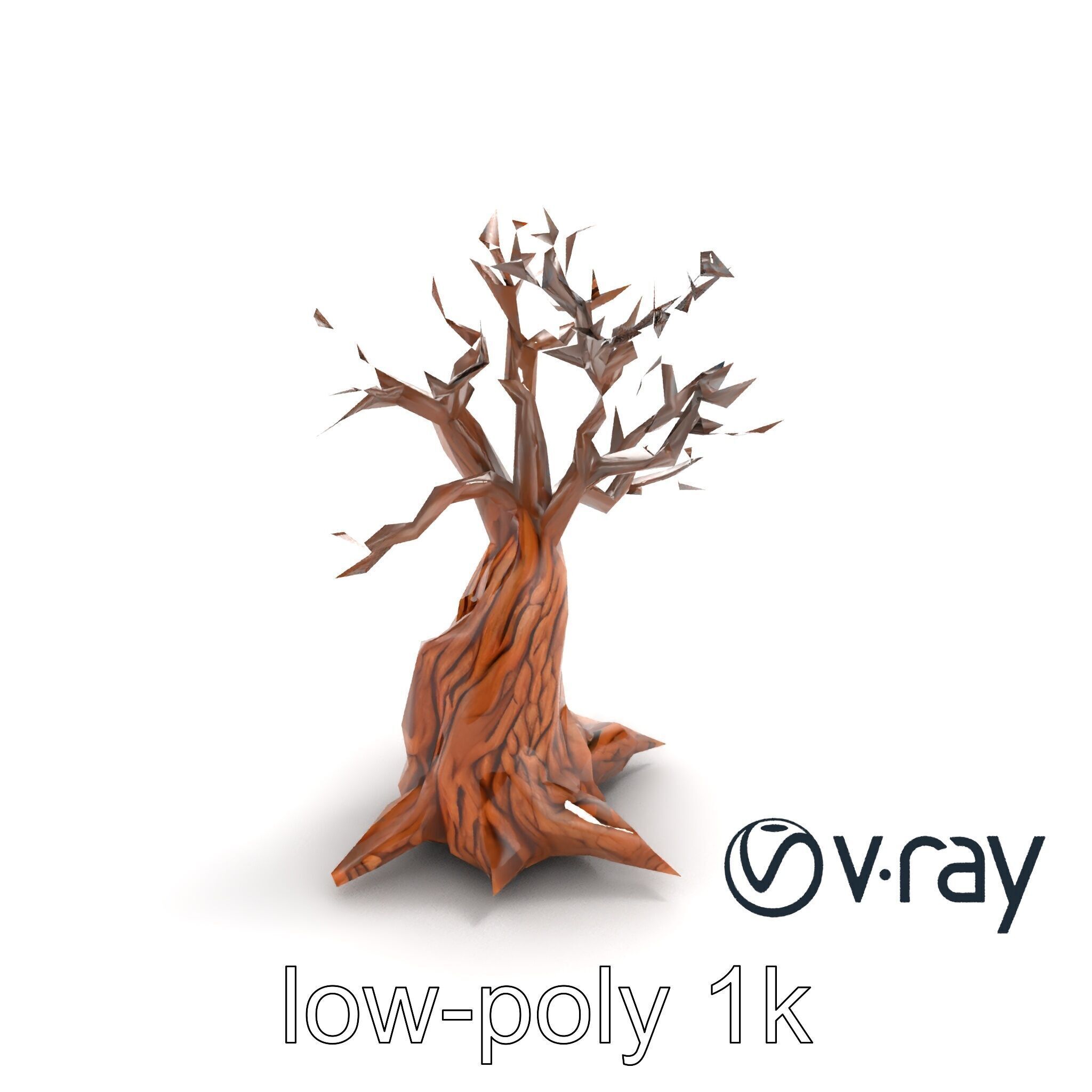 Origami Tree with Intricate Branches model pack Low-poly 3D model_7
