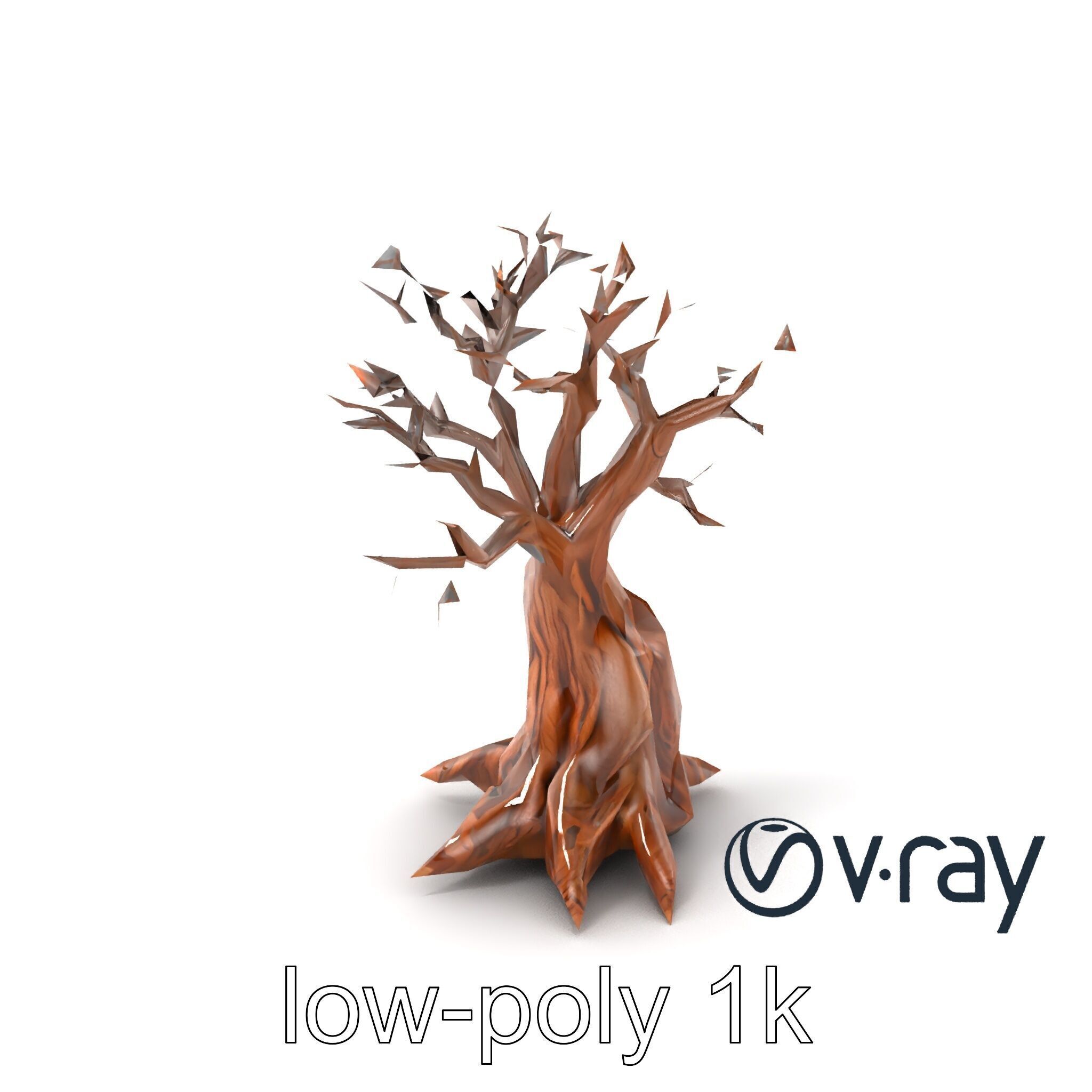 Origami Tree with Intricate Branches model pack Low-poly 3D model_2