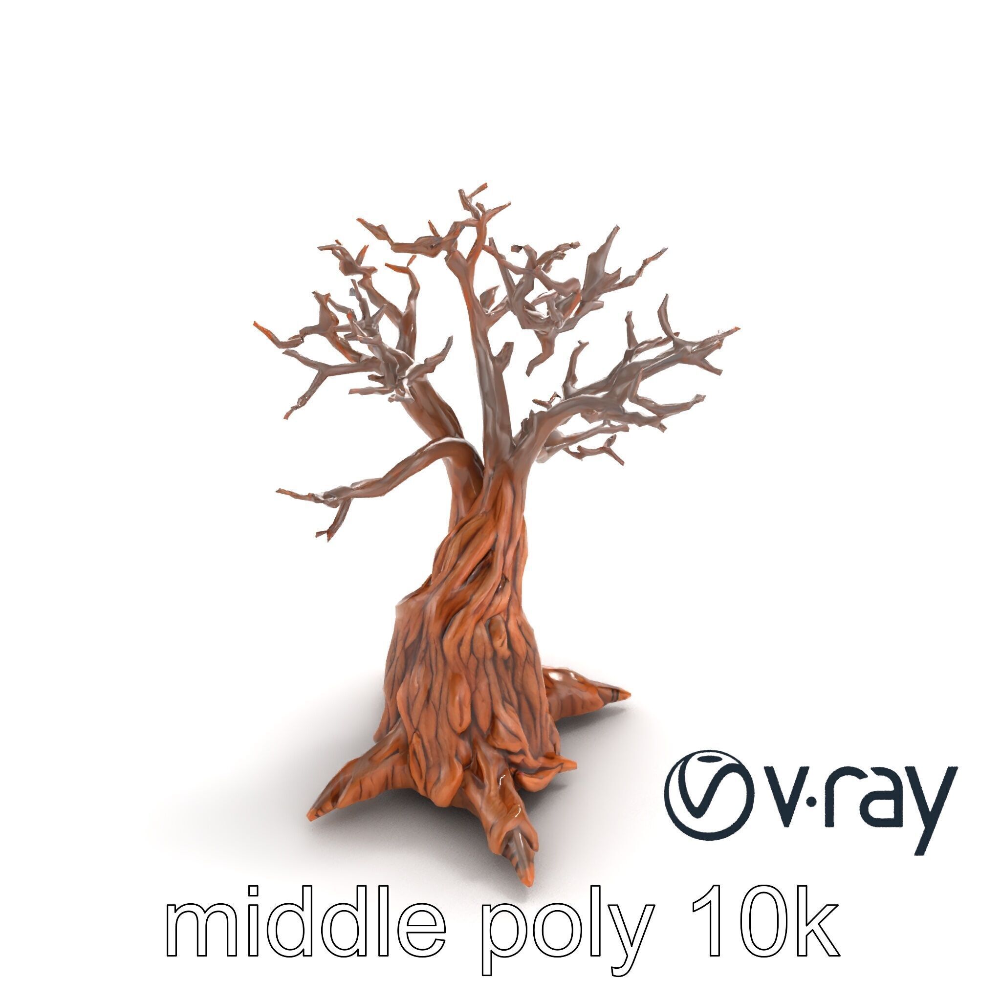 Origami Tree with Intricate Branches model pack Low-poly 3D model_9