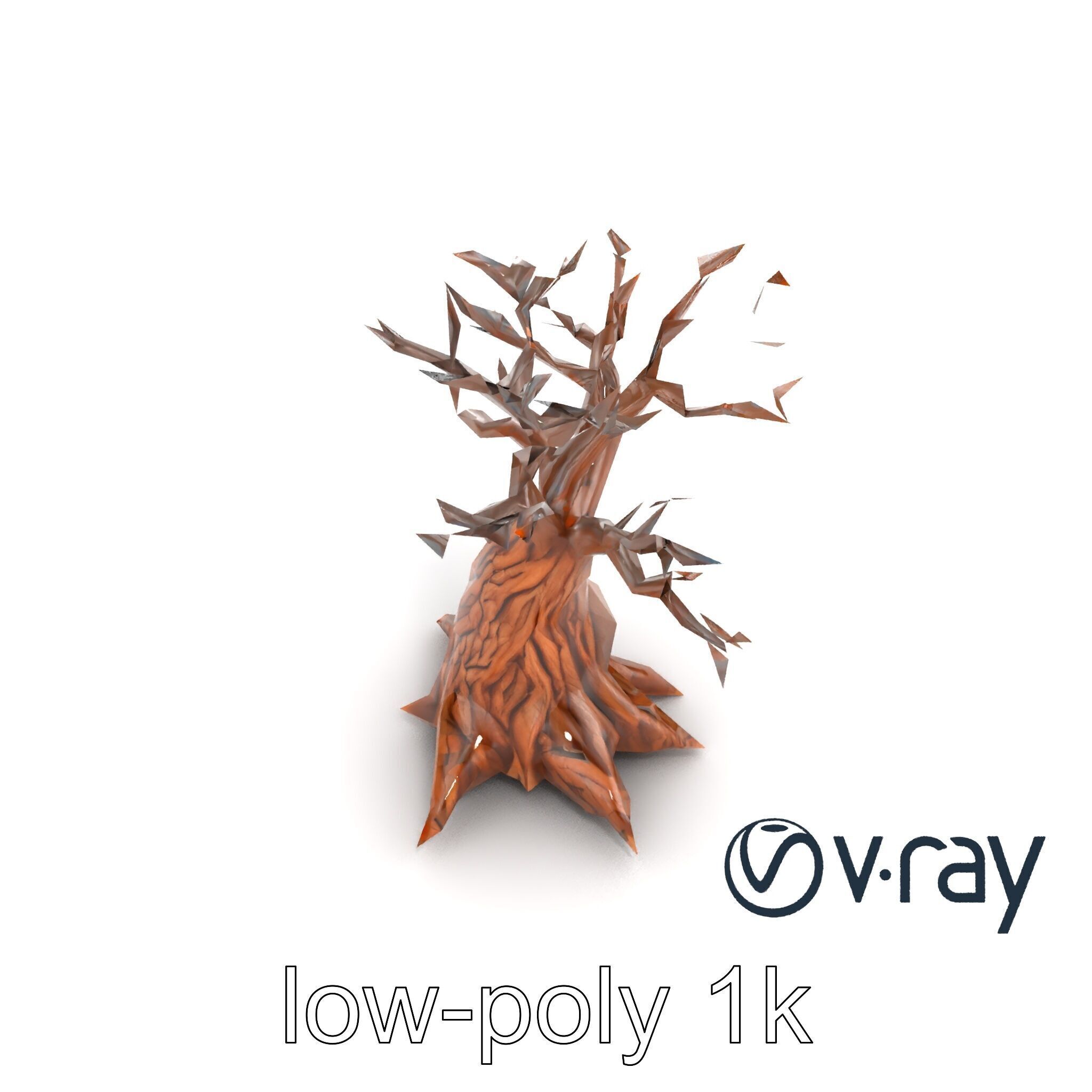 Origami Tree with Intricate Branches model pack Low-poly 3D model_10