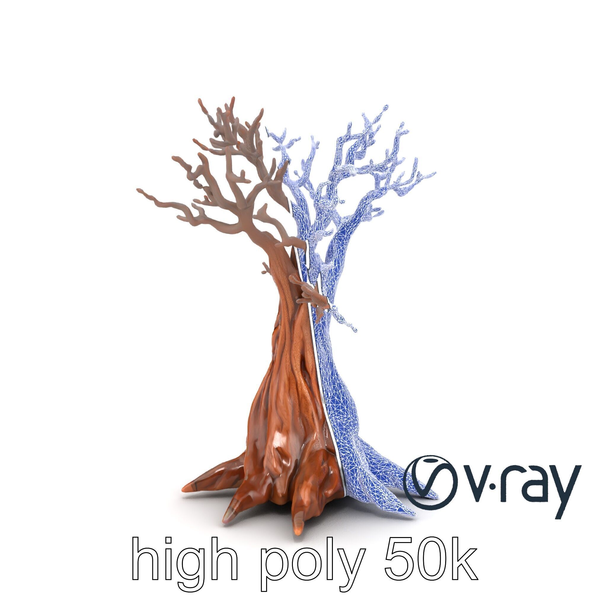 Origami Tree with Intricate Branches model pack Low-poly 3D model_25