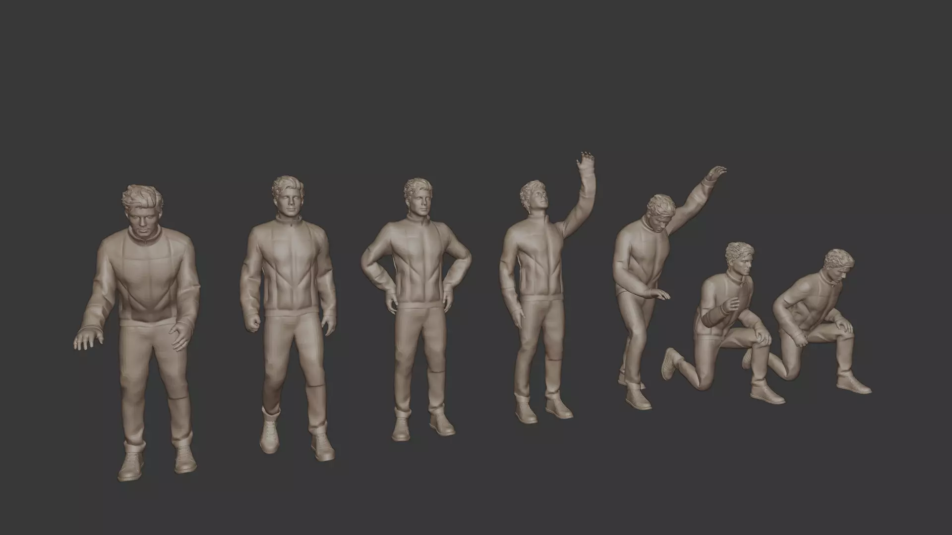 Working man action pose 3D print model