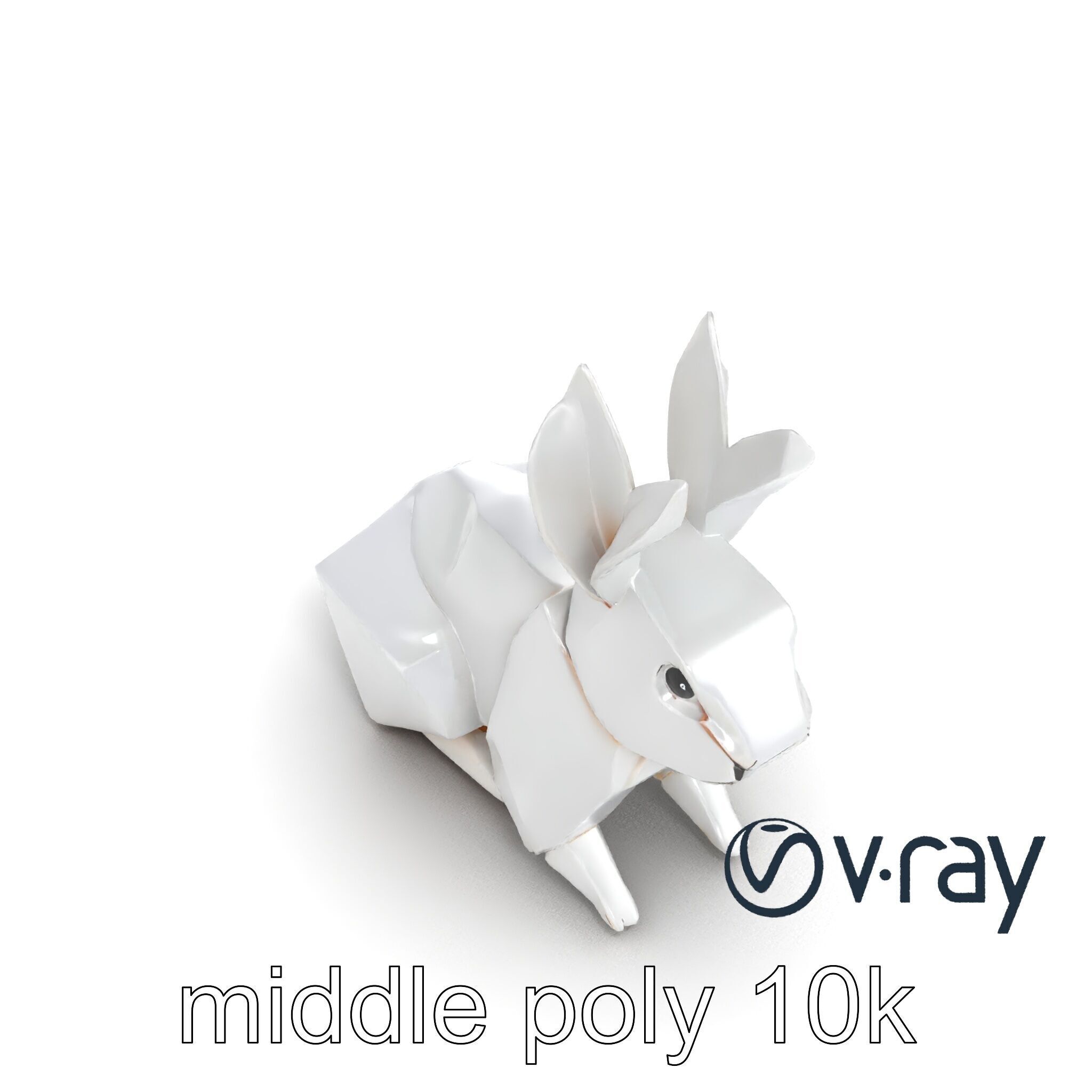 Origami Rabbit Sculpture Model Pack Low-poly 3D model_9
