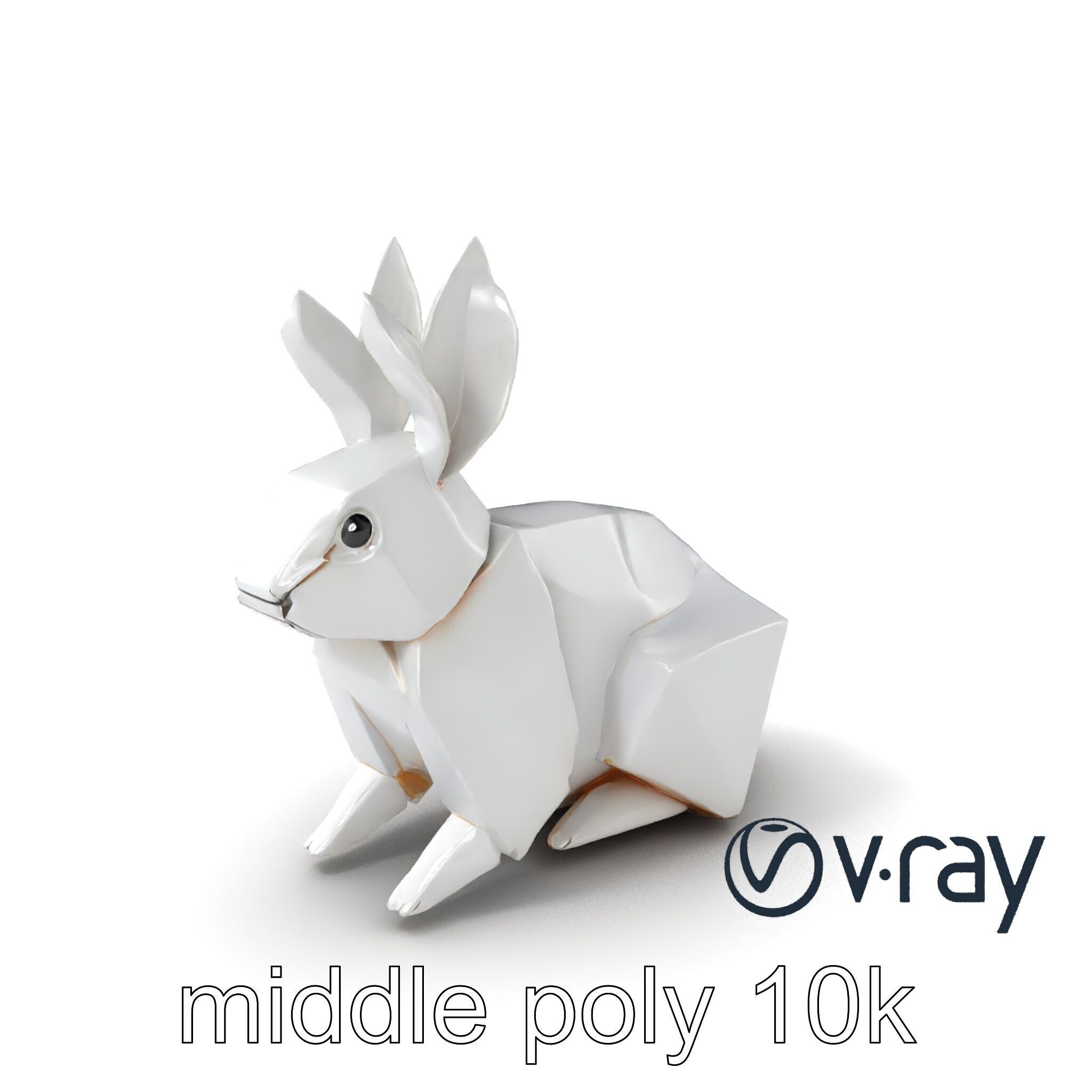 Origami Rabbit Sculpture Model Pack Low-poly 3D model_3