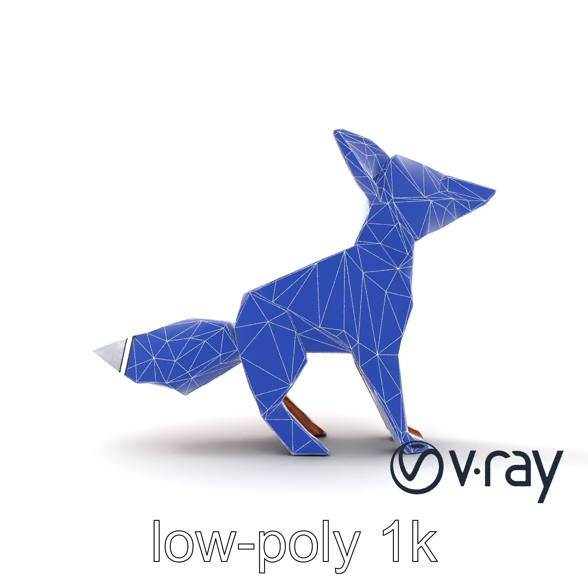 Origami Fox Sculpture with Textured Tail Model Pack Low-poly 3D model_31