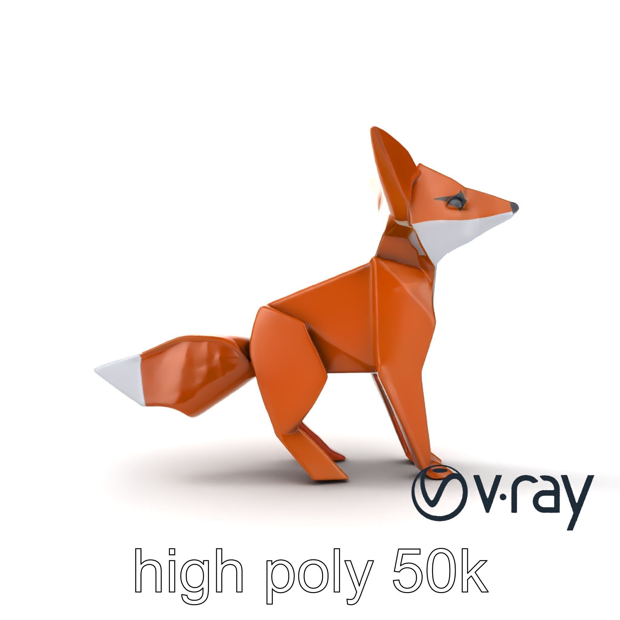 Origami Fox Sculpture with Textured Tail Model Pack Low-poly 3D model_20