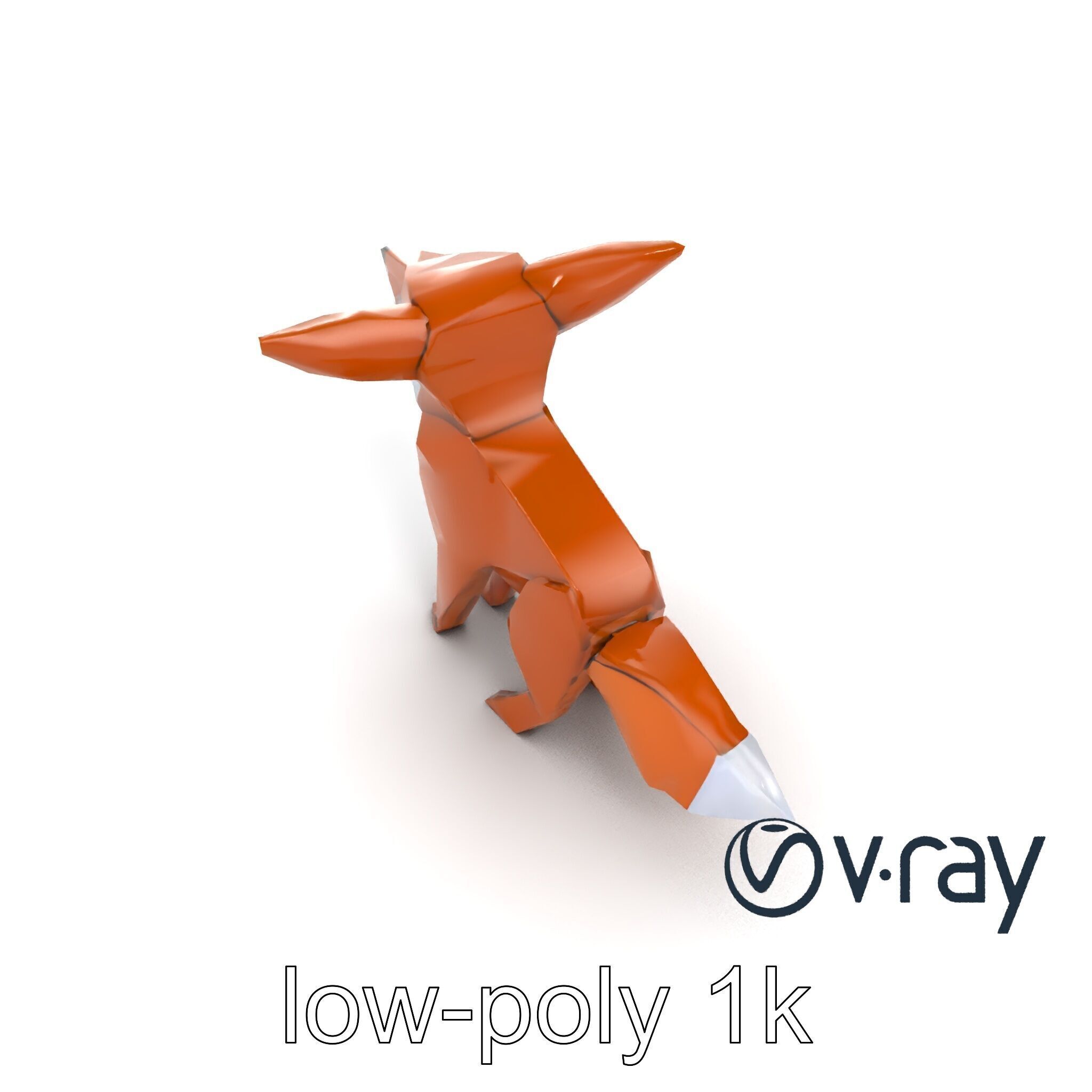 Origami Fox Sculpture with Textured Tail Model Pack Low-poly 3D model_10