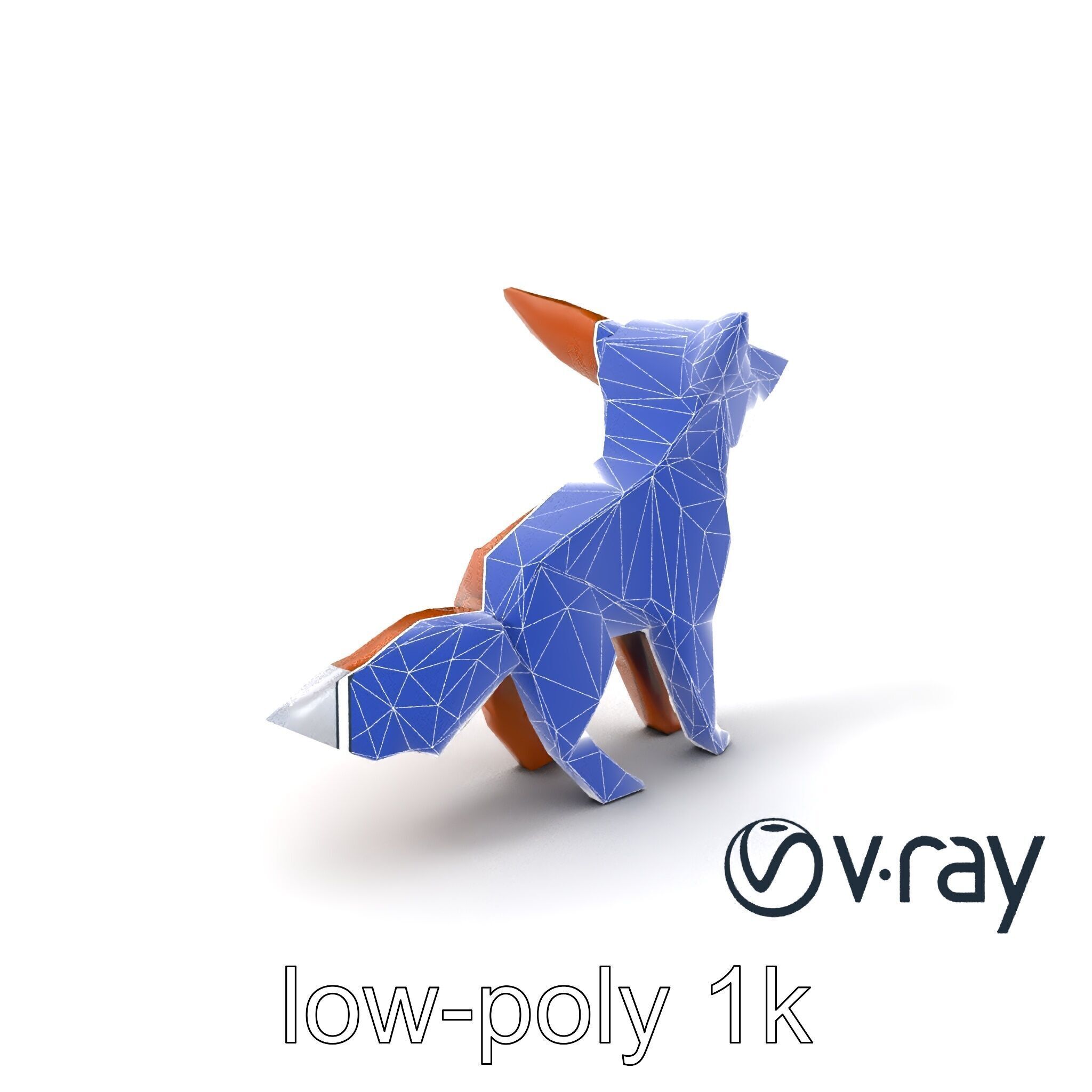 Origami Fox Sculpture with Textured Tail Model Pack Low-poly 3D model_32