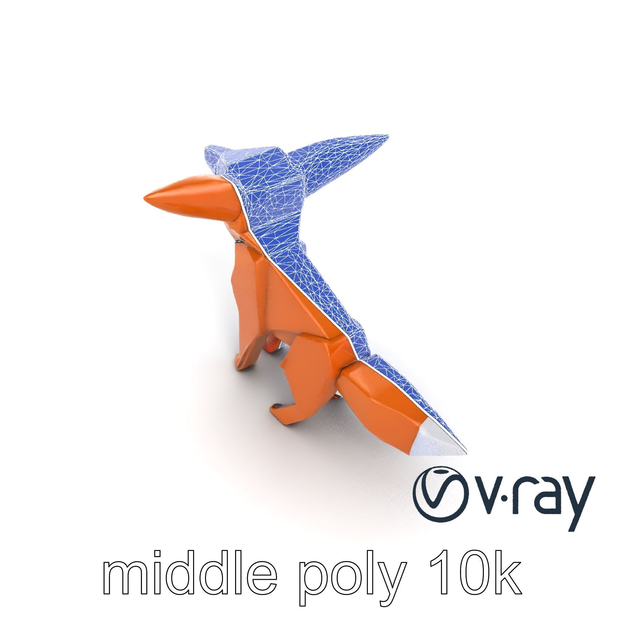 Origami Fox Sculpture with Textured Tail Model Pack Low-poly 3D model_26