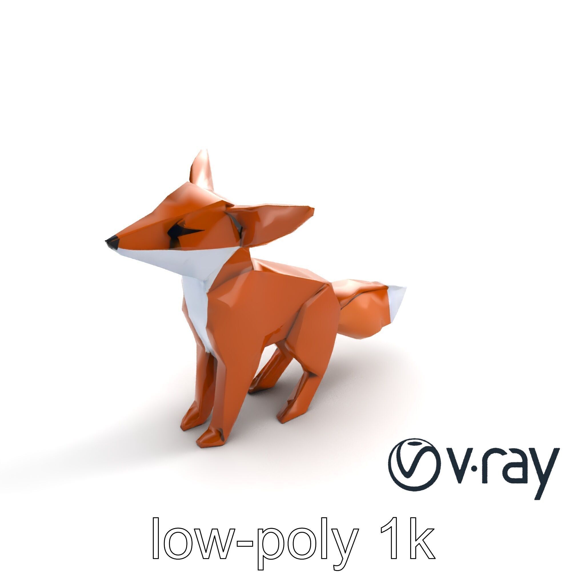 Origami Fox Sculpture with Textured Tail Model Pack Low-poly 3D model_7