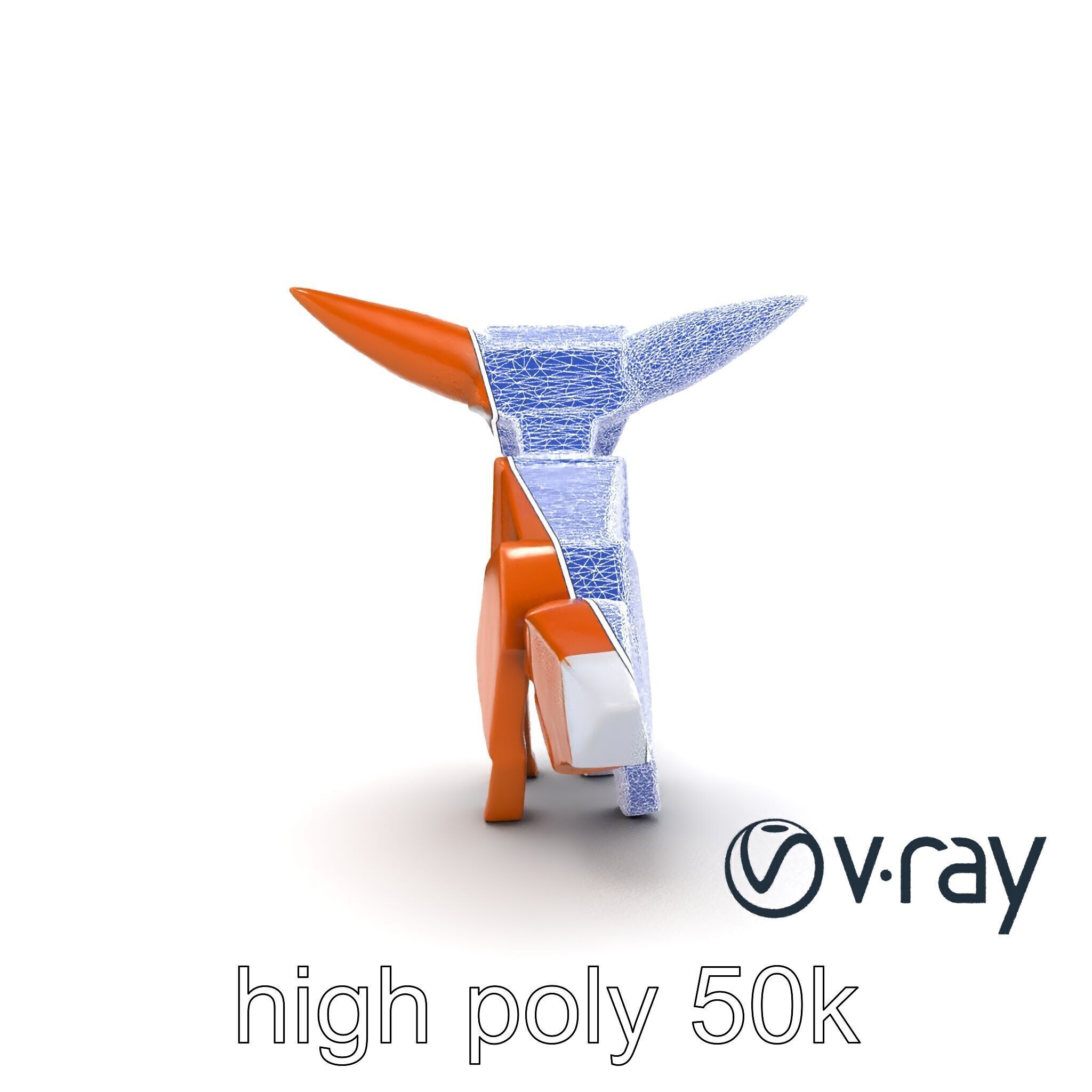 Origami Fox Sculpture with Textured Tail Model Pack Low-poly 3D model_21