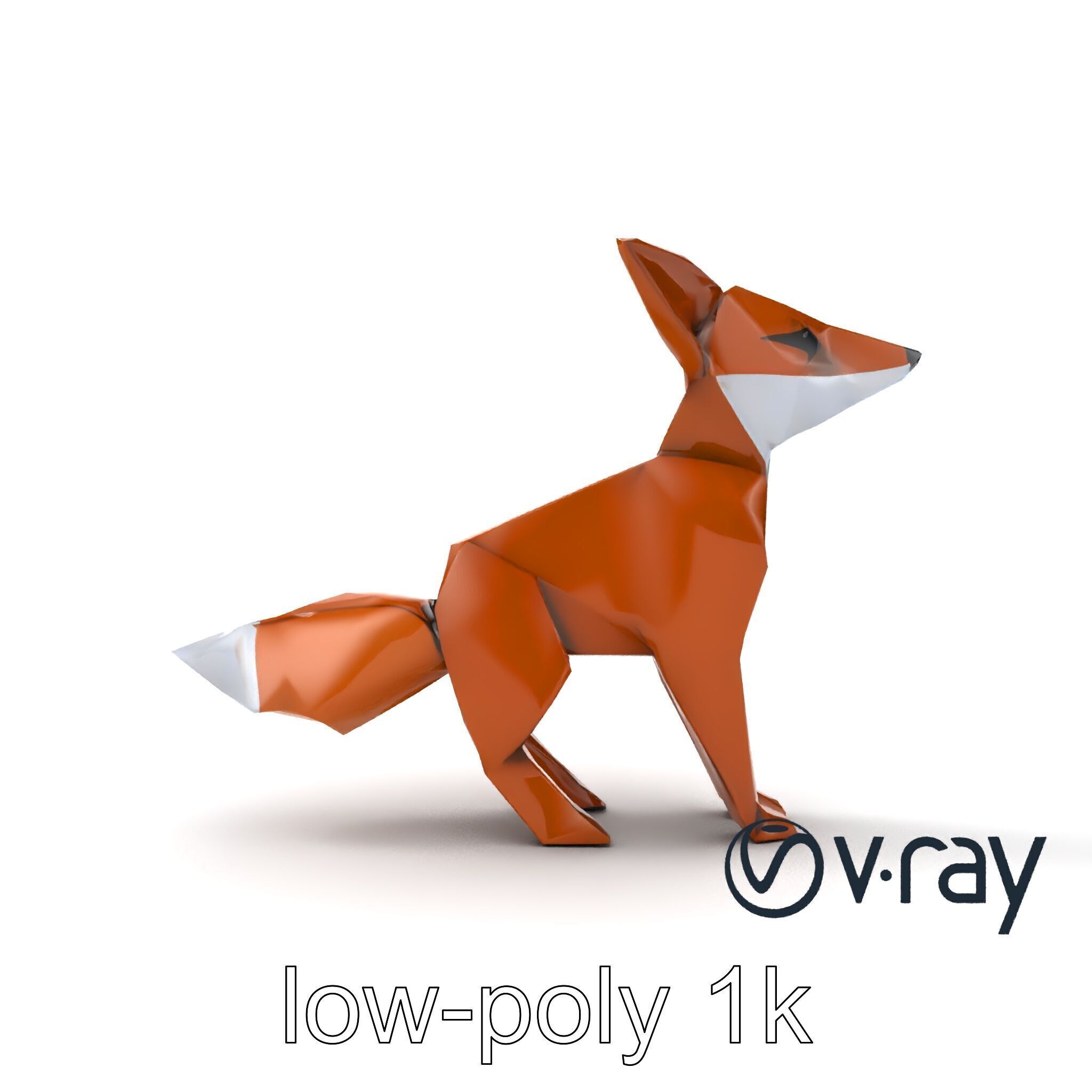 Origami Fox Sculpture with Textured Tail Model Pack Low-poly 3D model_30