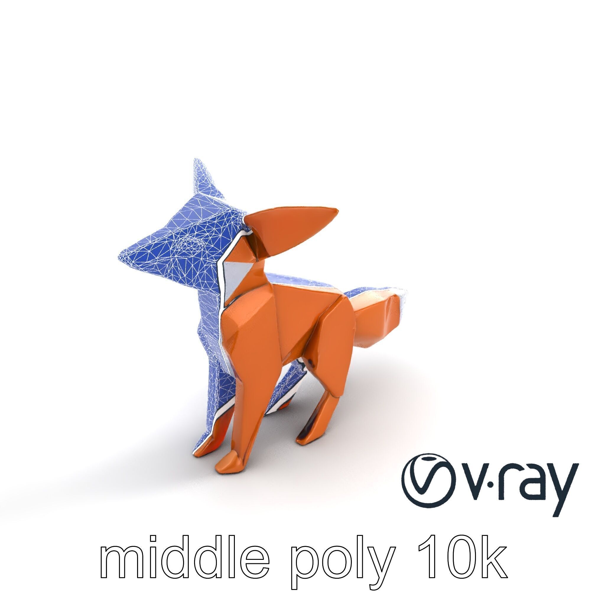 Origami Fox Sculpture with Textured Tail Model Pack Low-poly 3D model_22