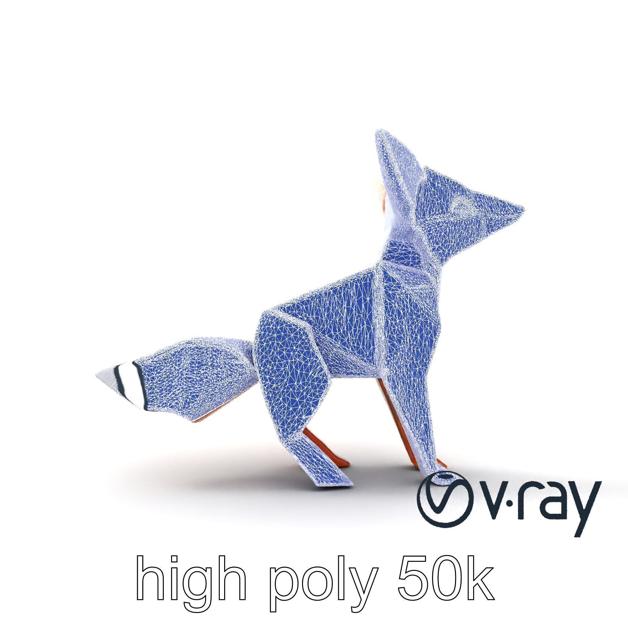 Origami Fox Sculpture with Textured Tail Model Pack Low-poly 3D model_27