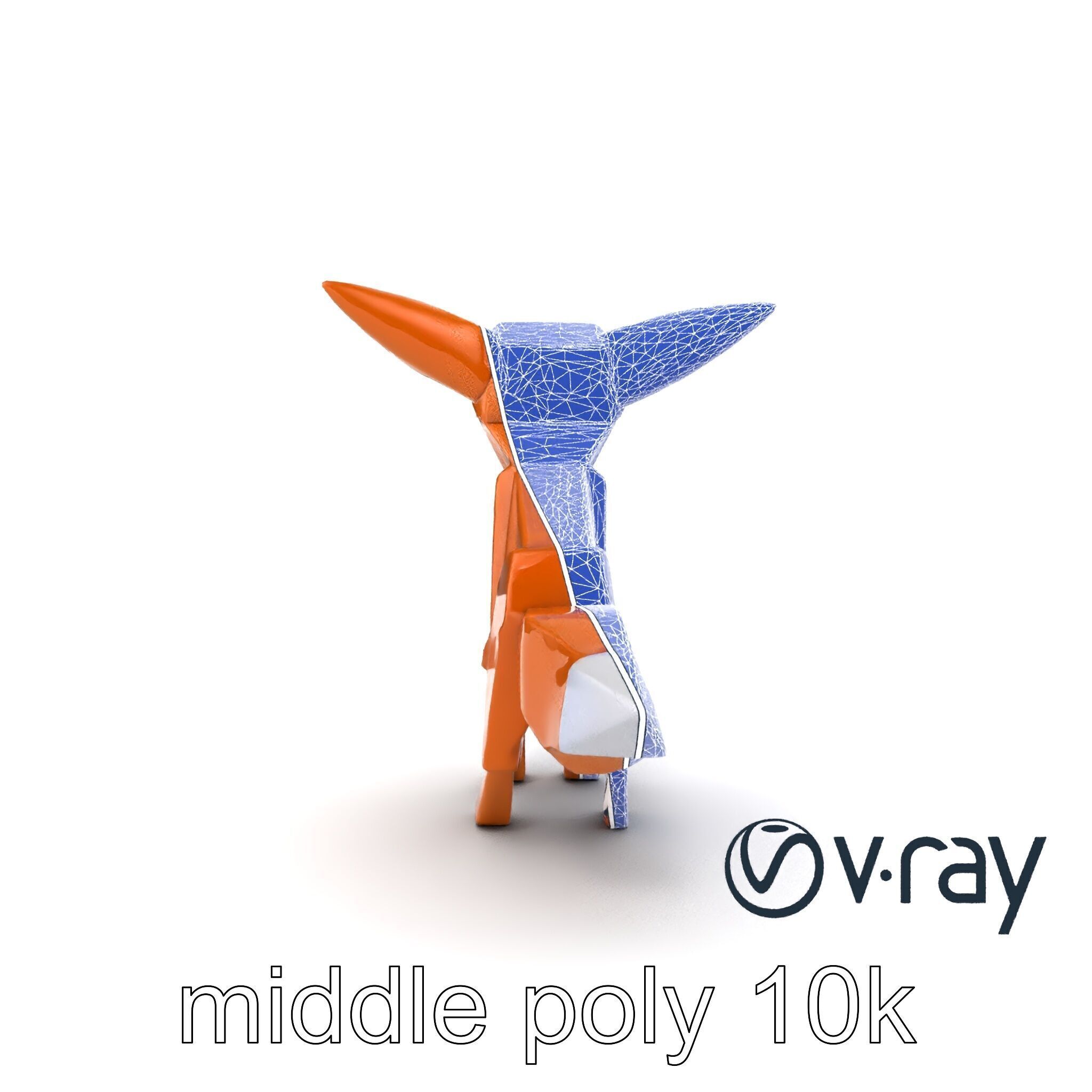 Origami Fox Sculpture with Textured Tail Model Pack Low-poly 3D model_18