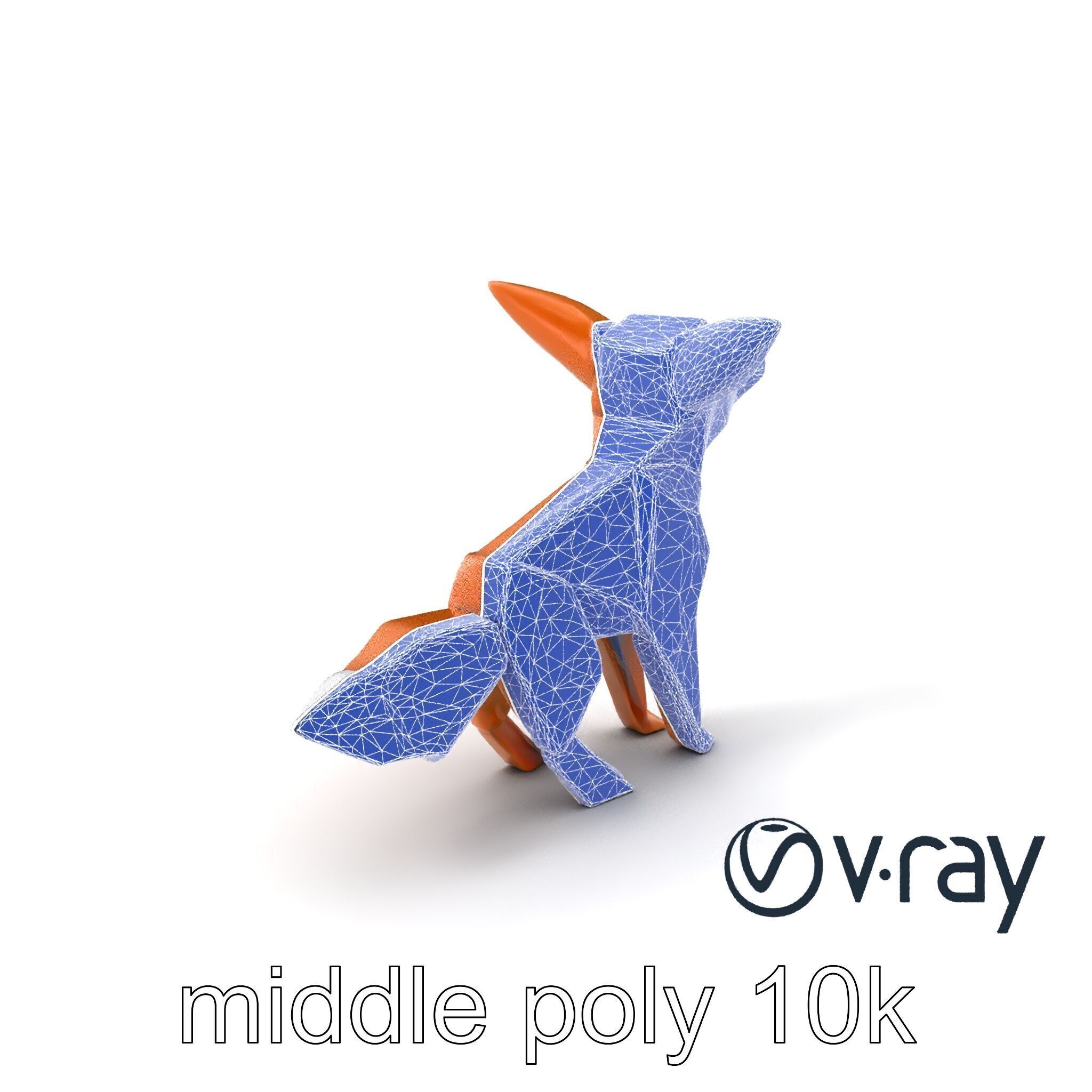 Origami Fox Sculpture with Textured Tail Model Pack Low-poly 3D model_23