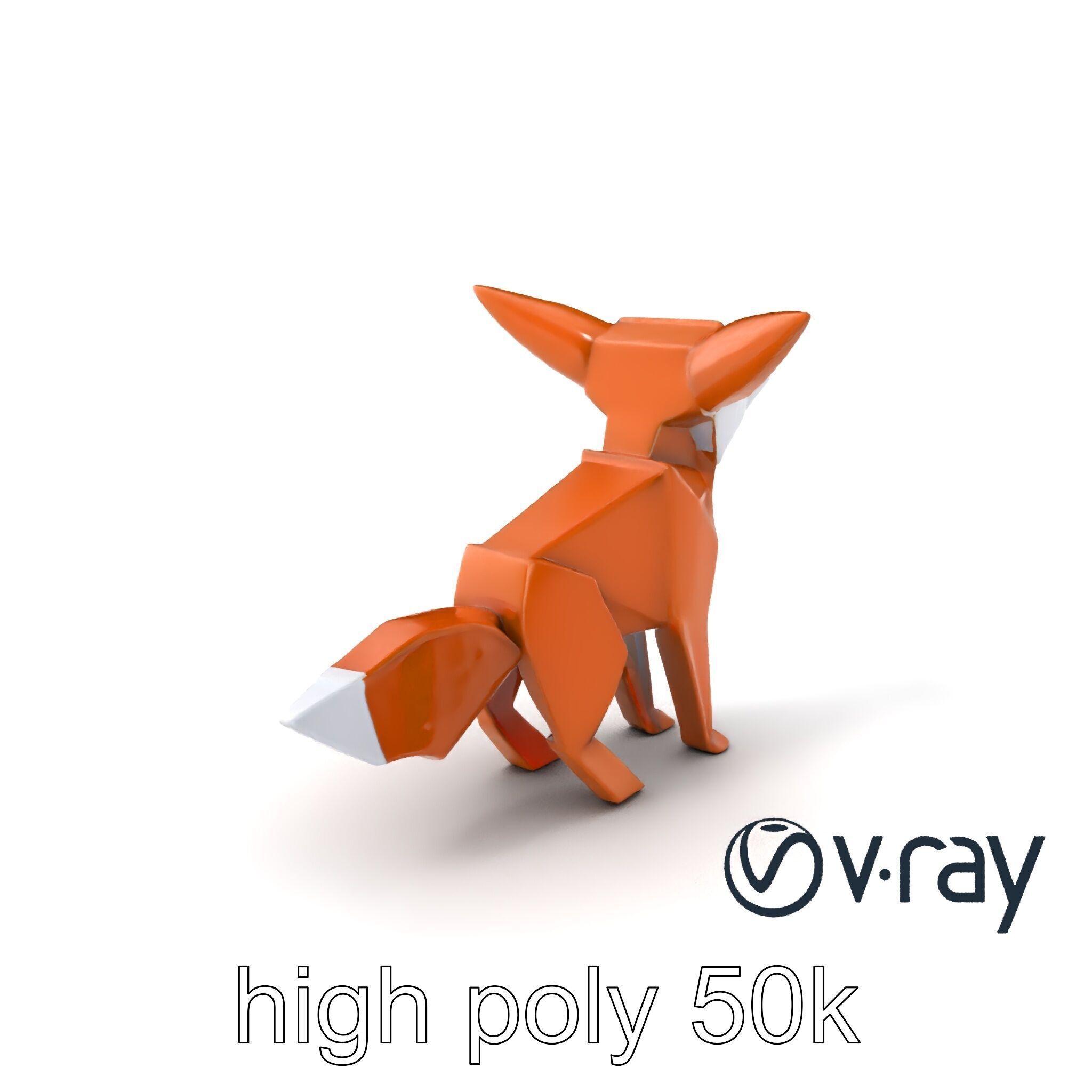 Origami Fox Sculpture with Textured Tail Model Pack Low-poly 3D model_5