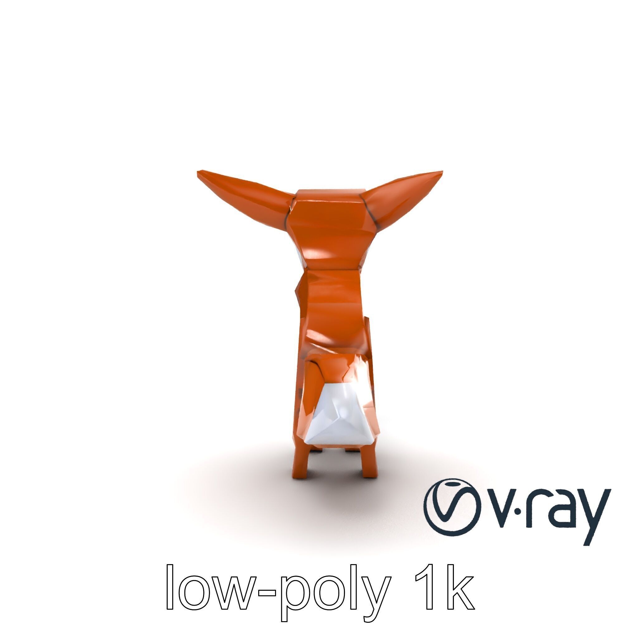 Origami Fox Sculpture with Textured Tail Model Pack Low-poly 3D model_12