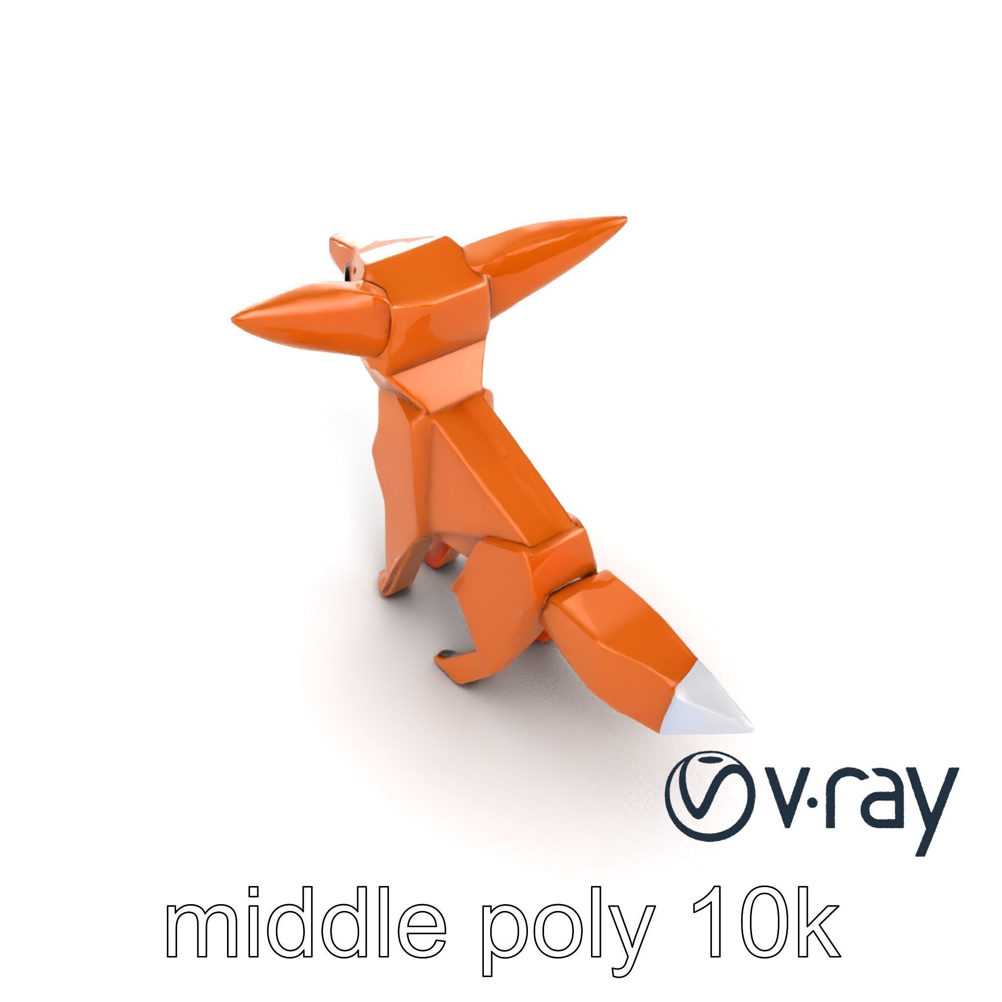 Origami Fox Sculpture with Textured Tail Model Pack Low-poly 3D model_9