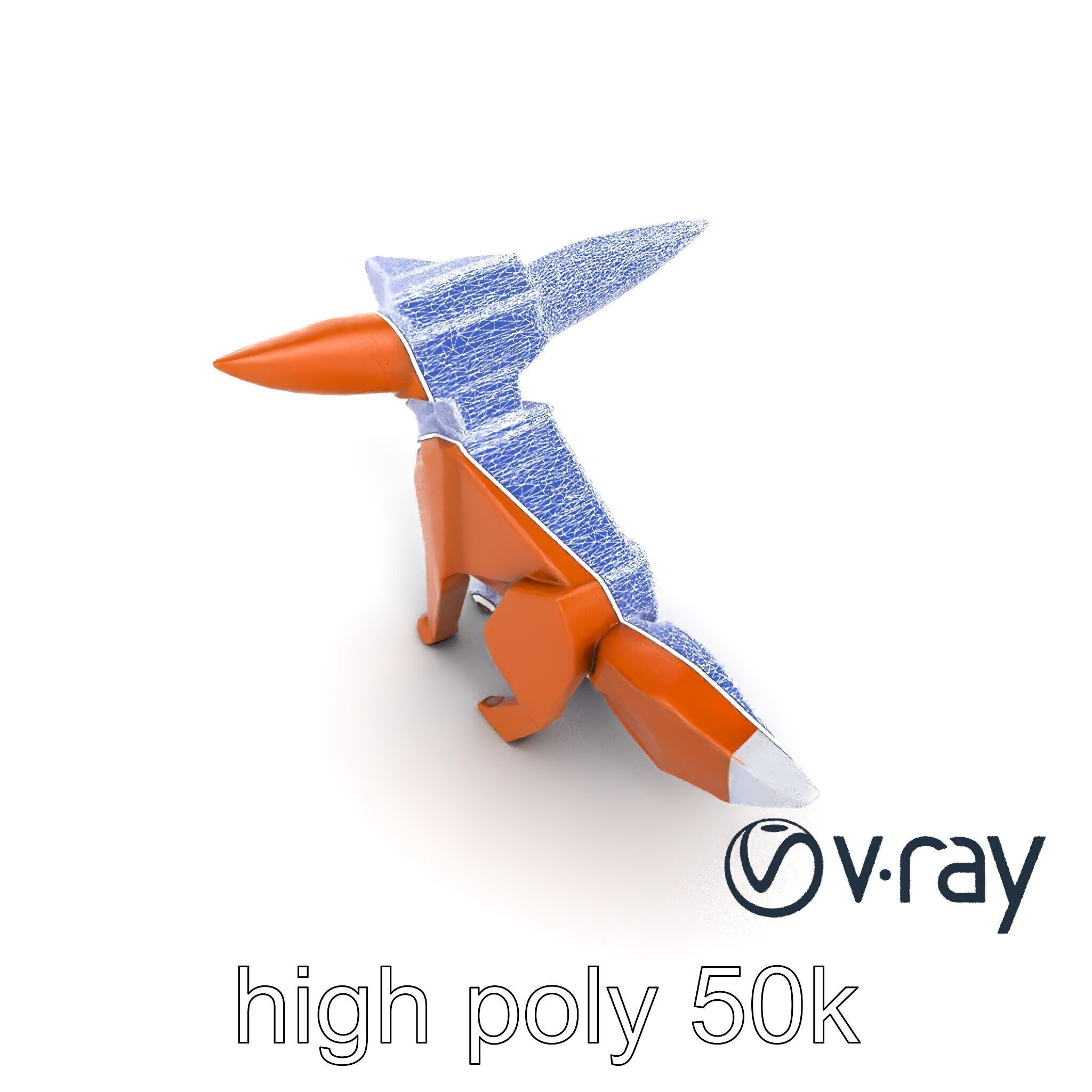 Origami Fox Sculpture with Textured Tail Model Pack Low-poly 3D model_28