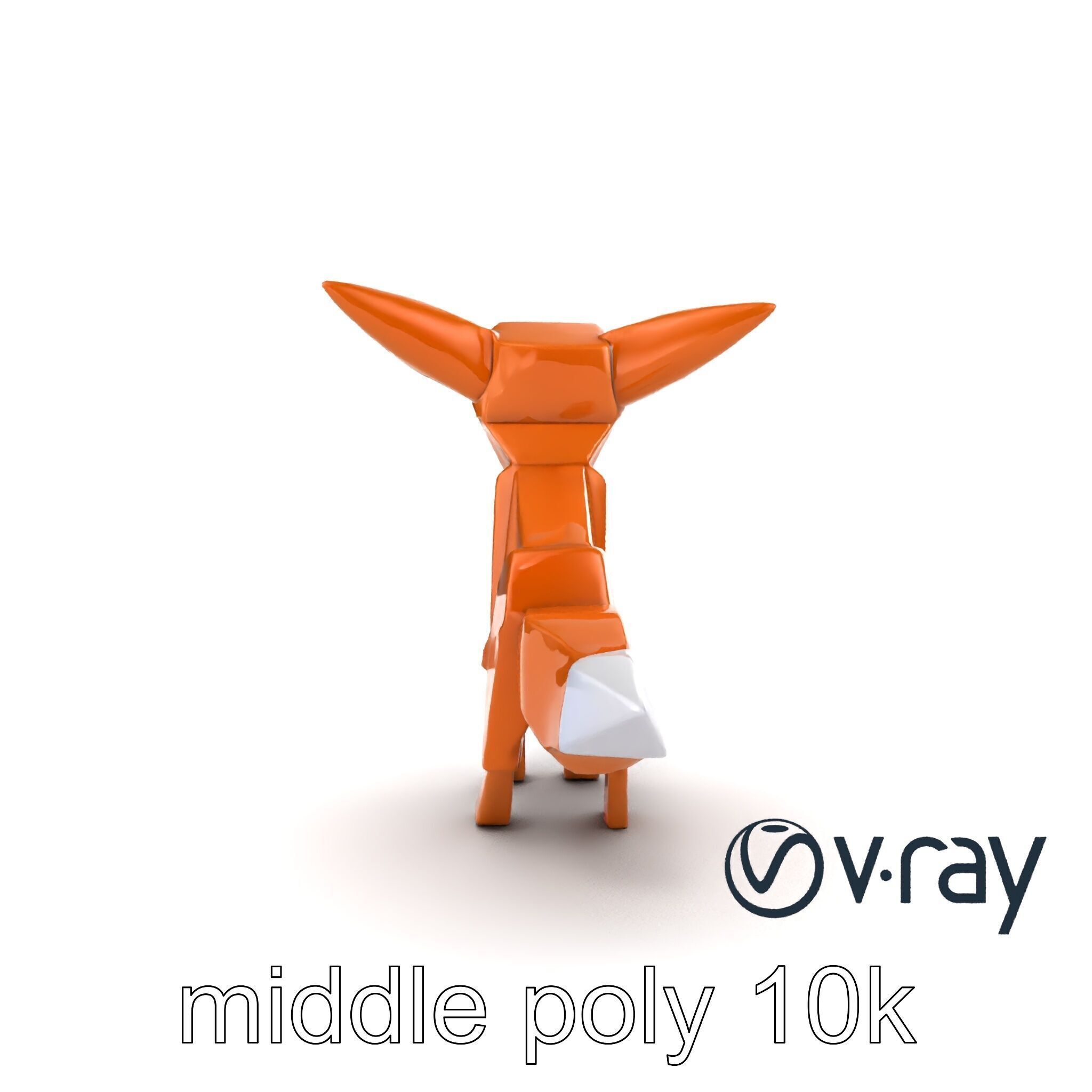 Origami Fox Sculpture with Textured Tail Model Pack Low-poly 3D model_15