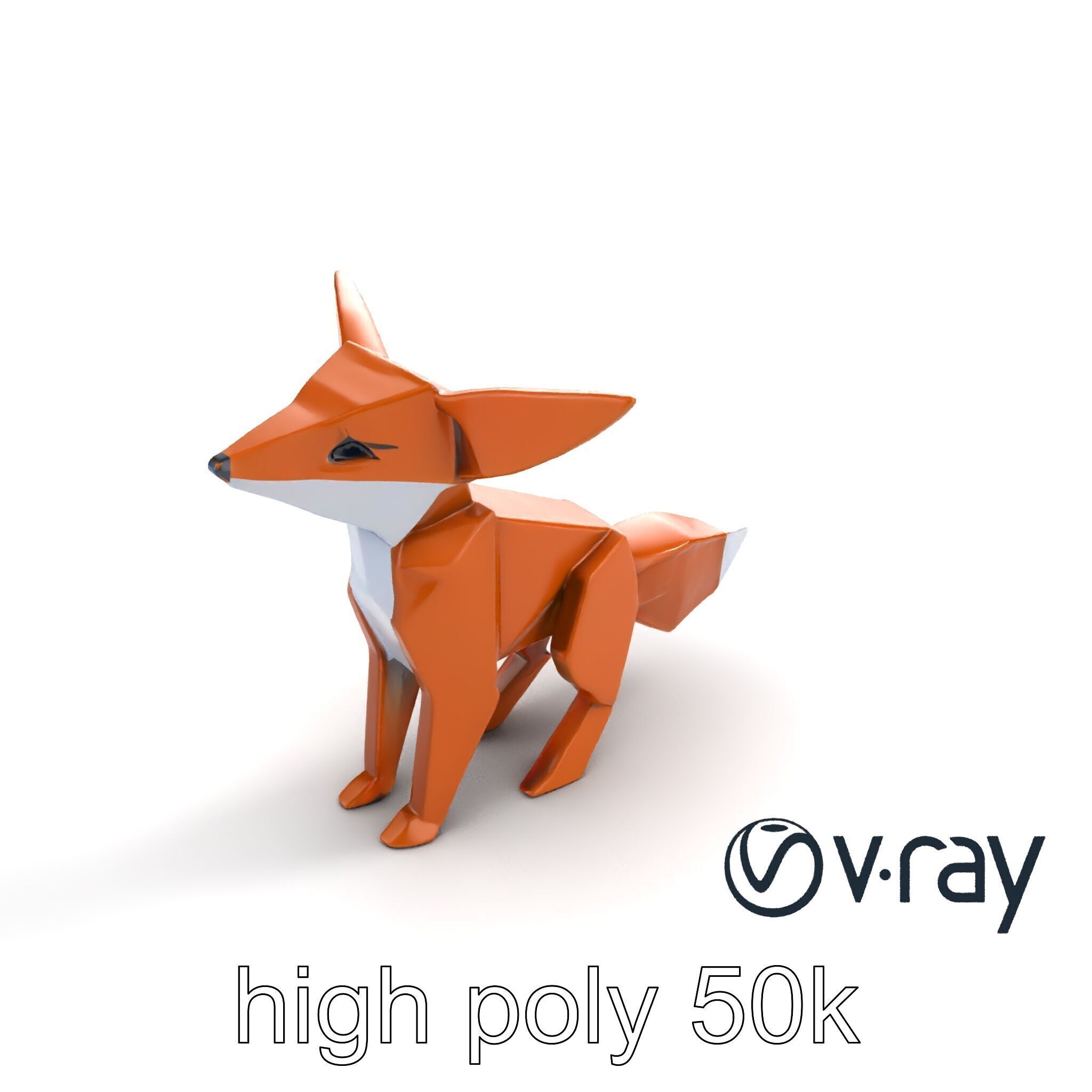 Origami Fox Sculpture with Textured Tail Model Pack Low-poly 3D model_11
