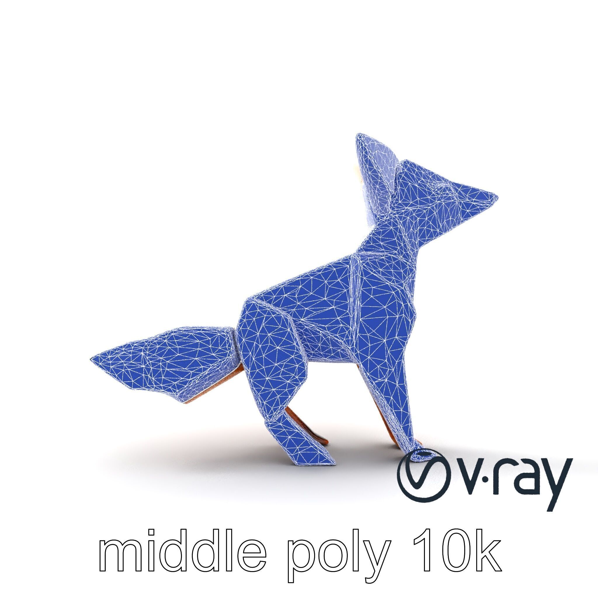 Origami Fox Sculpture with Textured Tail Model Pack Low-poly 3D model_29