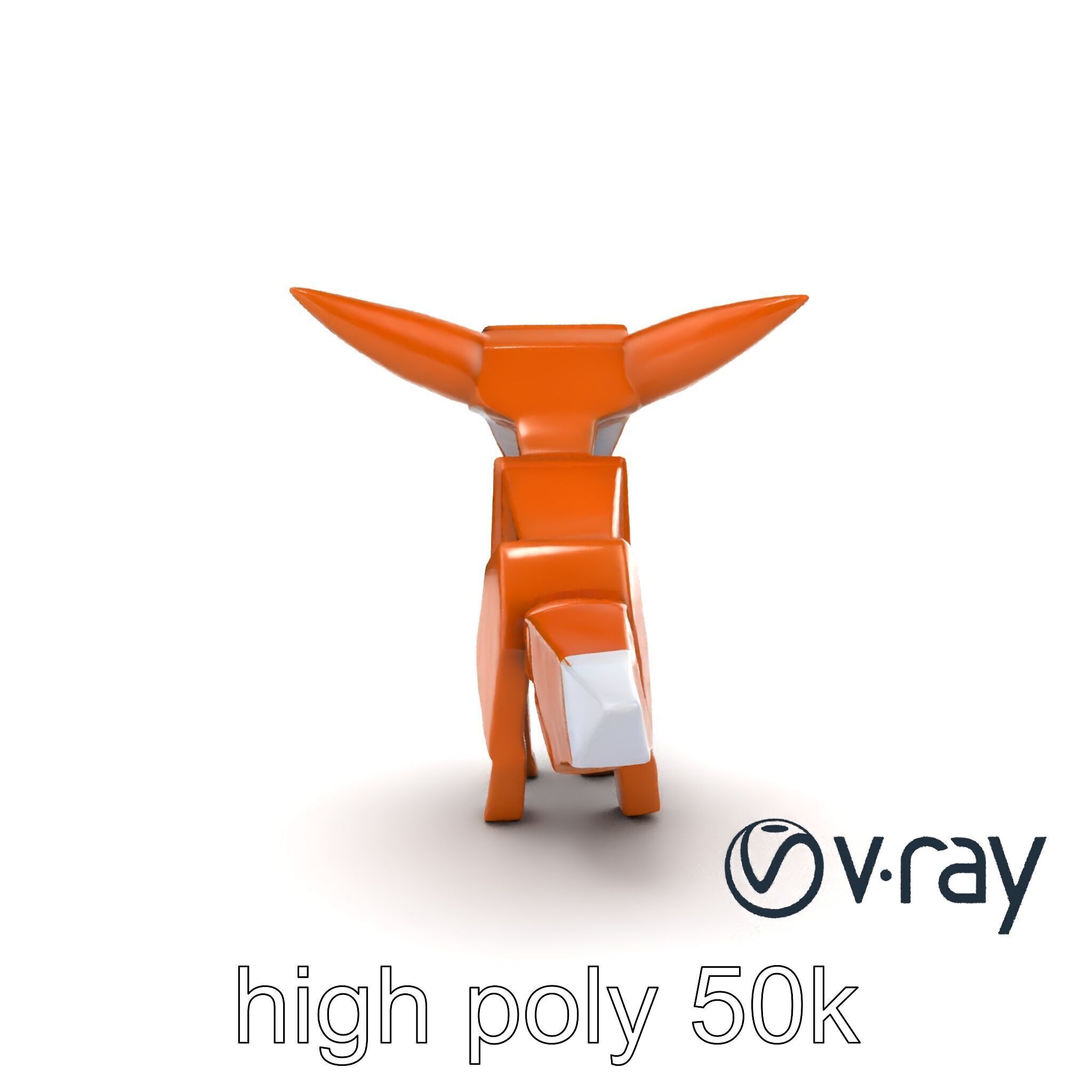 Origami Fox Sculpture with Textured Tail Model Pack Low-poly 3D model_14