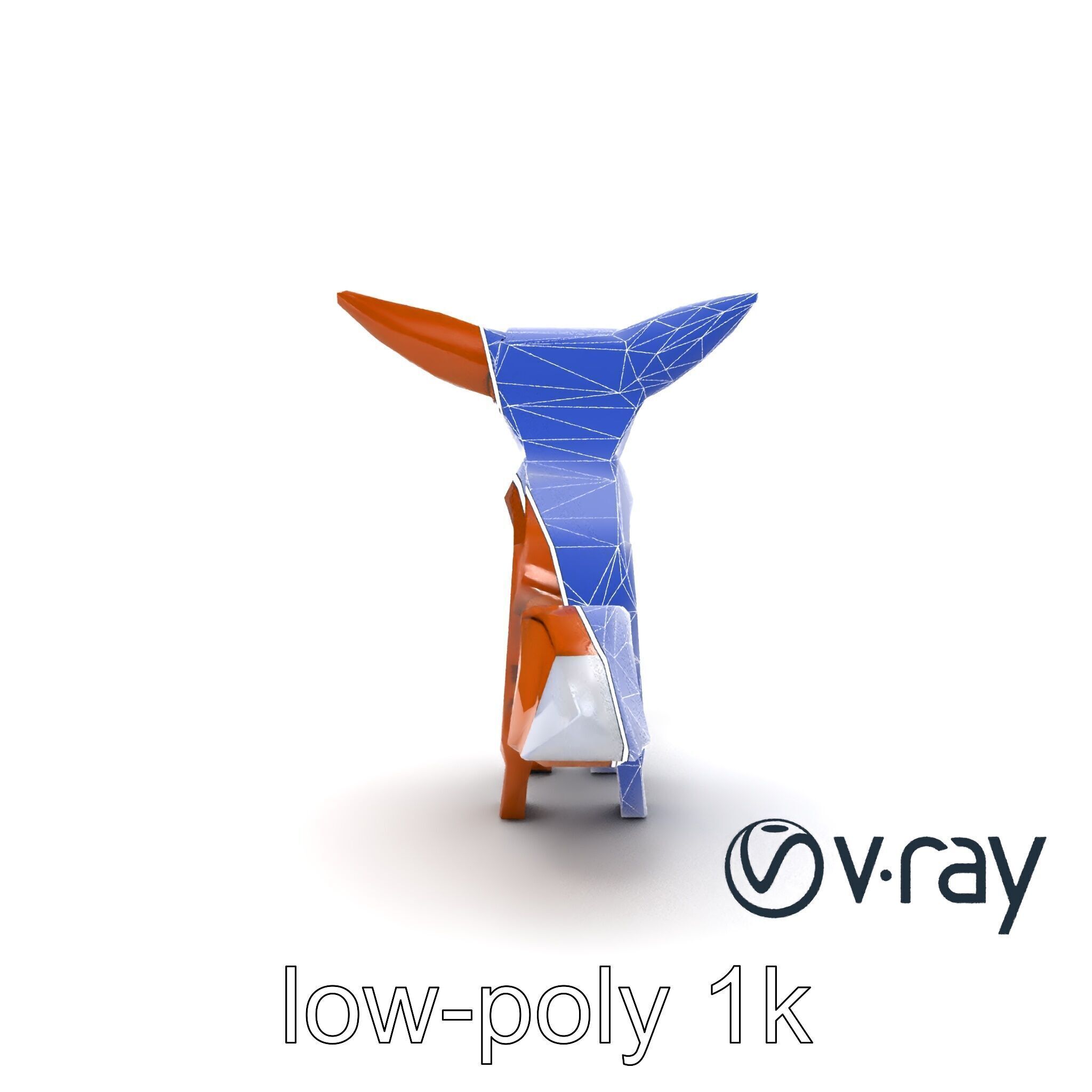 Origami Fox Sculpture with Textured Tail Model Pack Low-poly 3D model_17