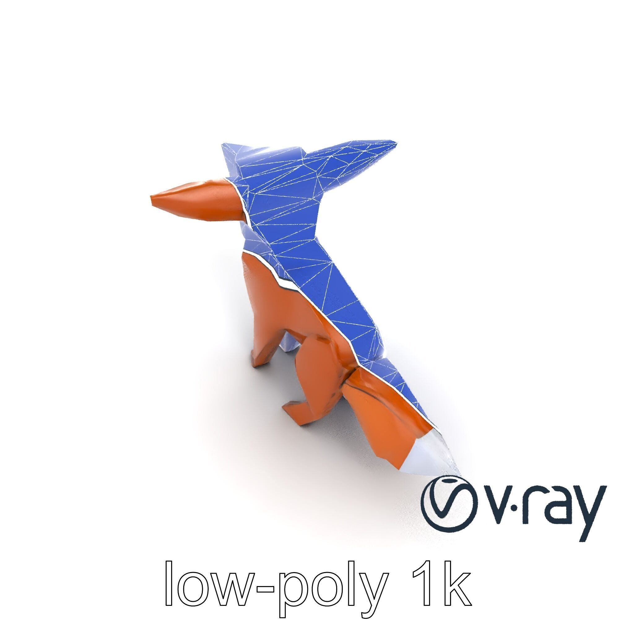 Origami Fox Sculpture with Textured Tail Model Pack Low-poly 3D model_19