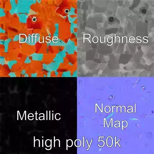 Stylized Origami Fish with Glowing Scales model pack