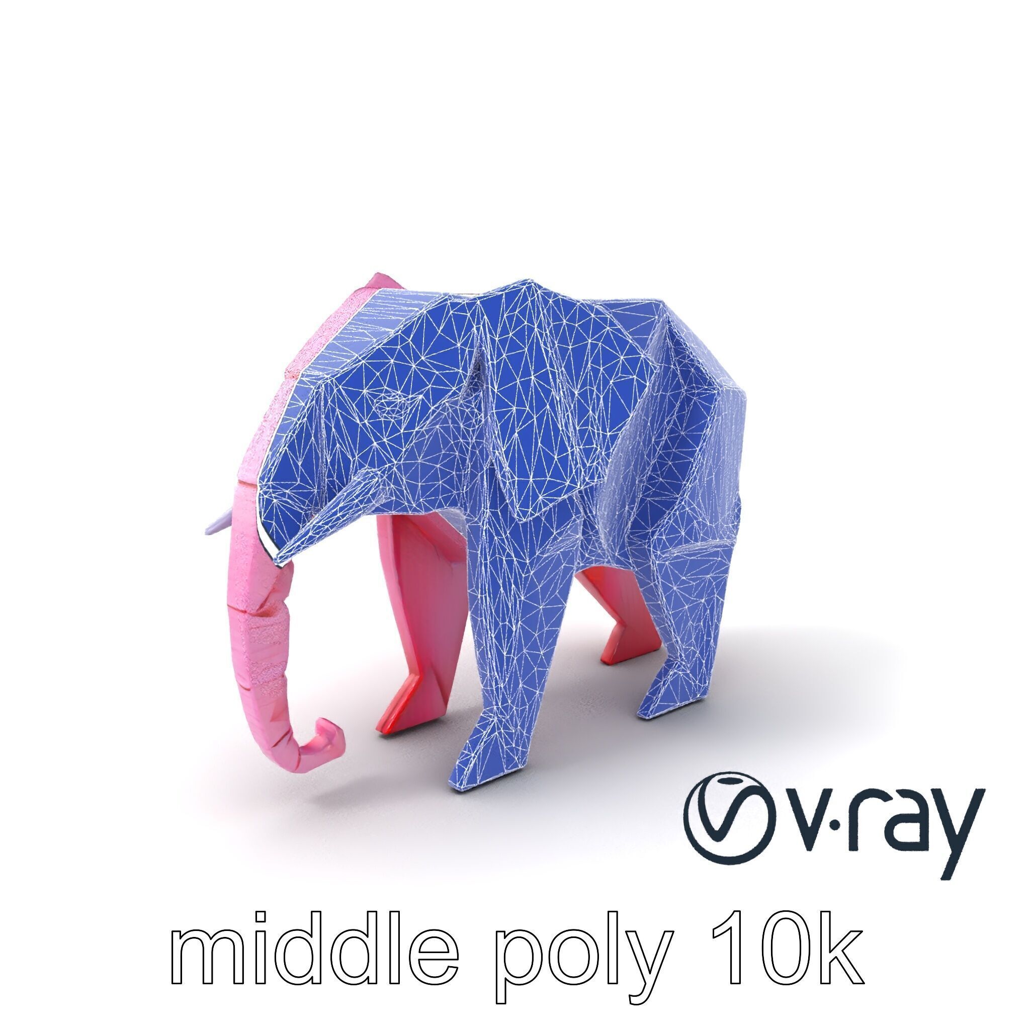 Origami Elephant Model Pack with Detailed Creases Low-poly 3D model_6
