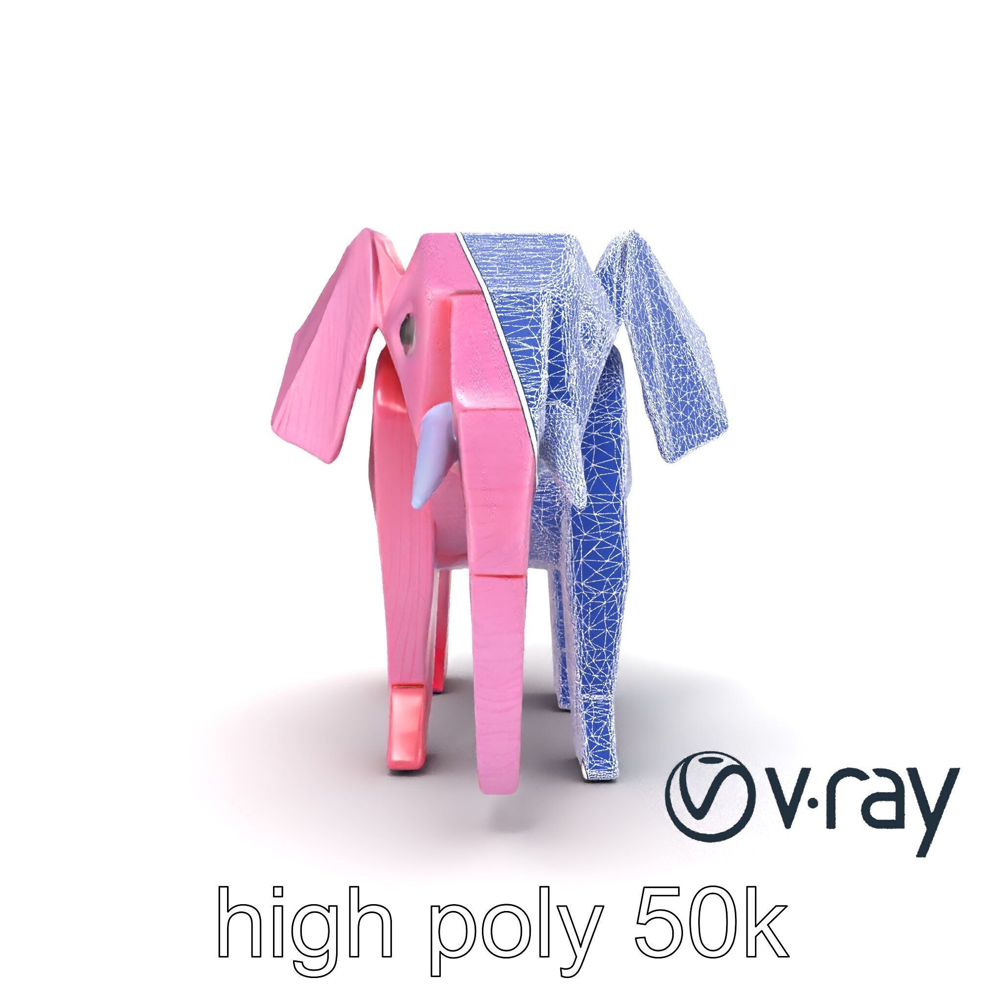 Origami Elephant Model Pack with Detailed Creases Low-poly 3D model_13