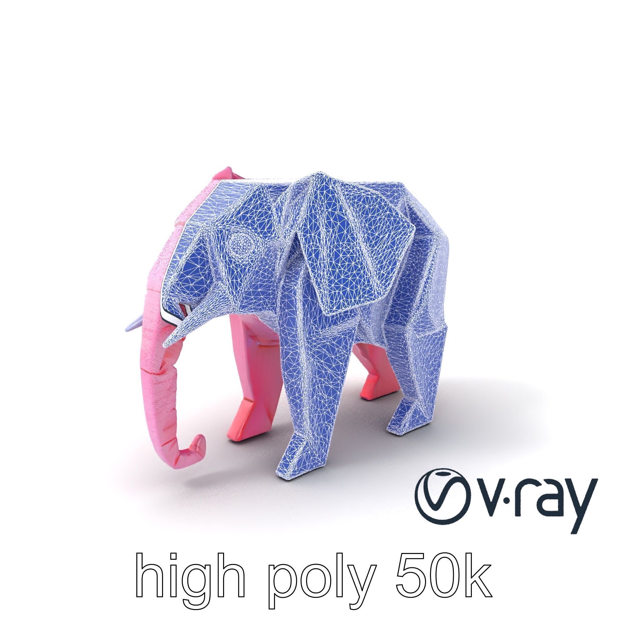 Origami Elephant Model Pack with Detailed Creases Low-poly 3D model_8