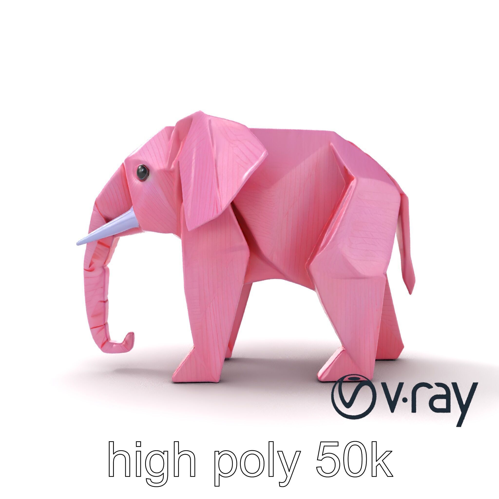 Origami Elephant Model Pack with Detailed Creases Low-poly 3D model_26