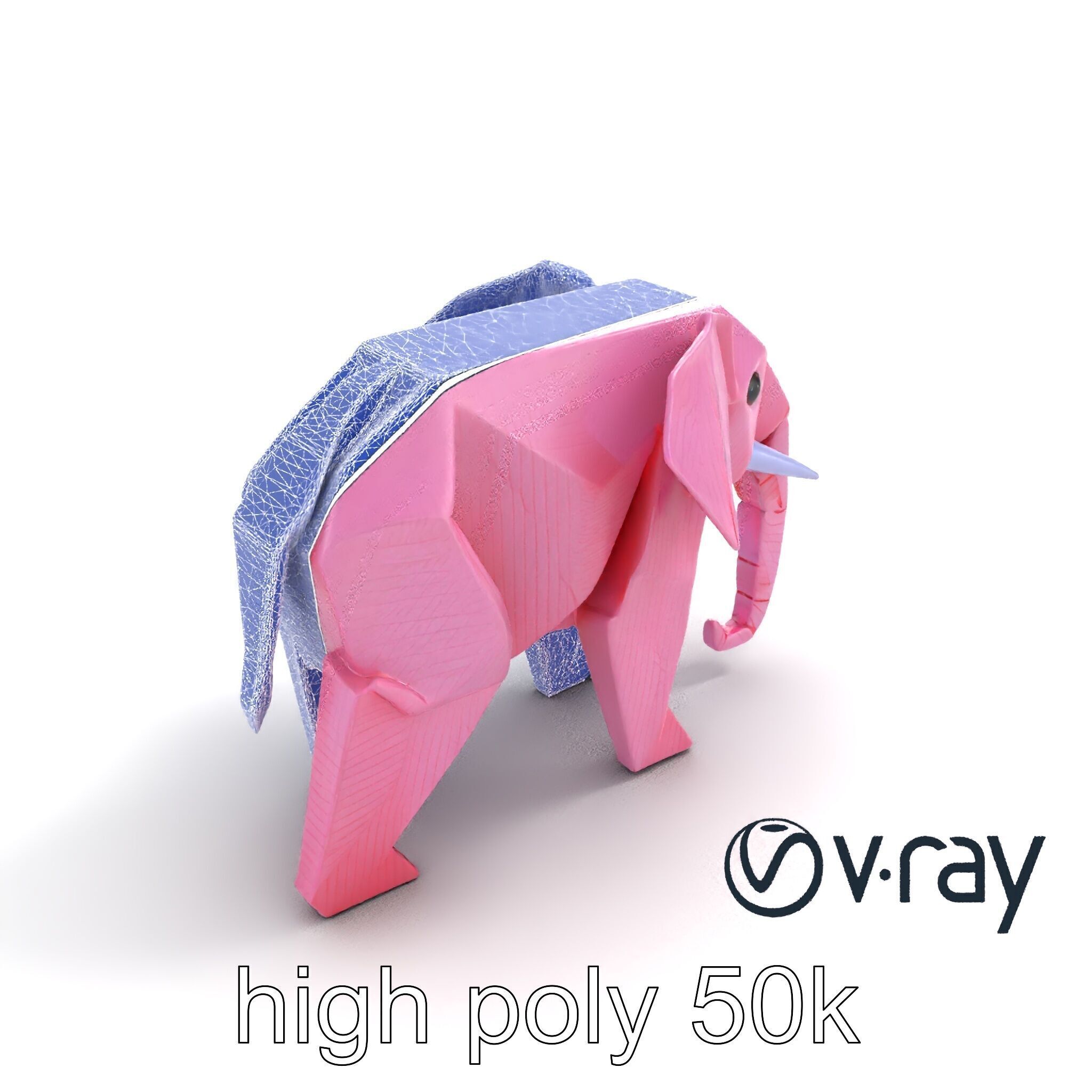 Origami Elephant Model Pack with Detailed Creases Low-poly 3D model_25