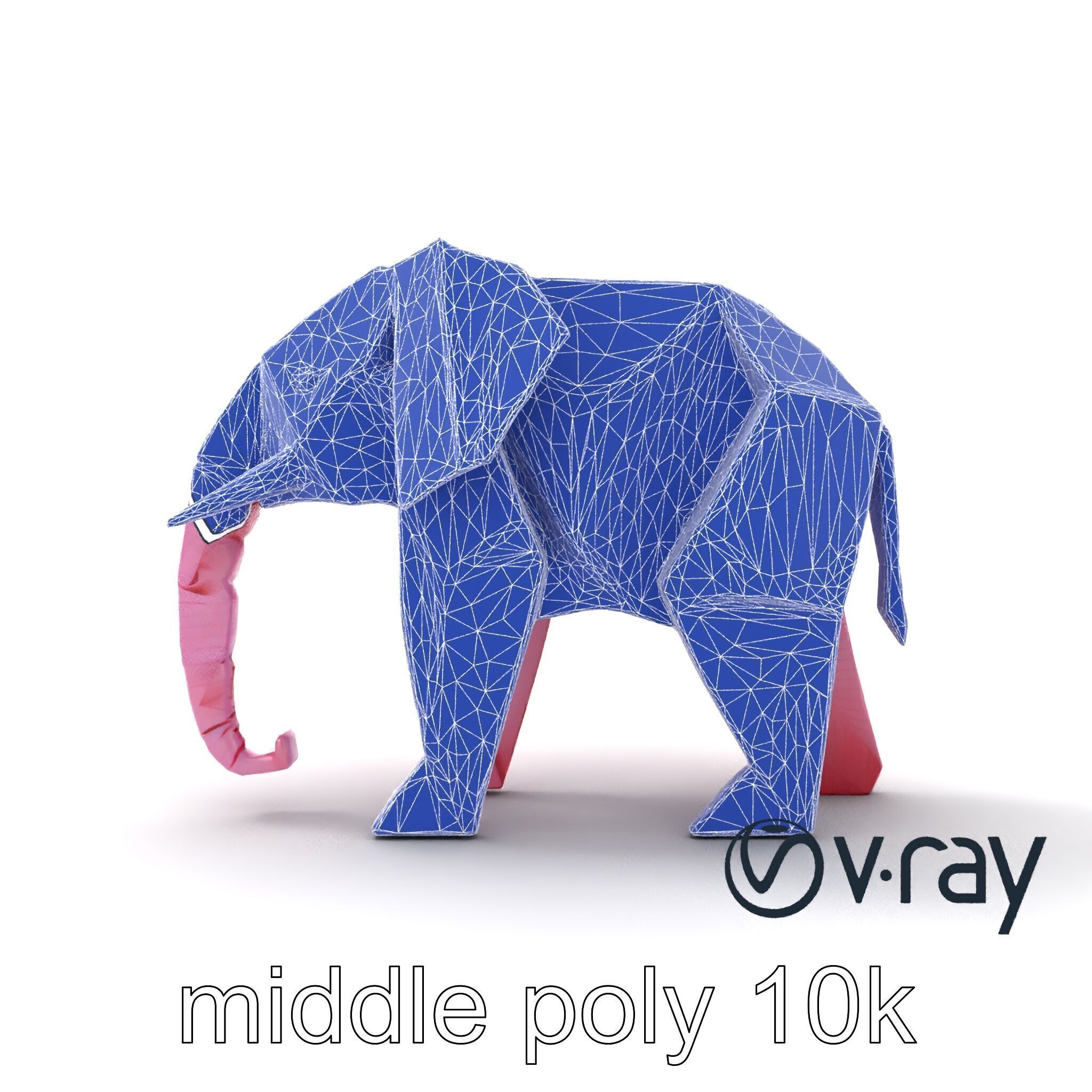 Origami Elephant Model Pack with Detailed Creases Low-poly 3D model_31