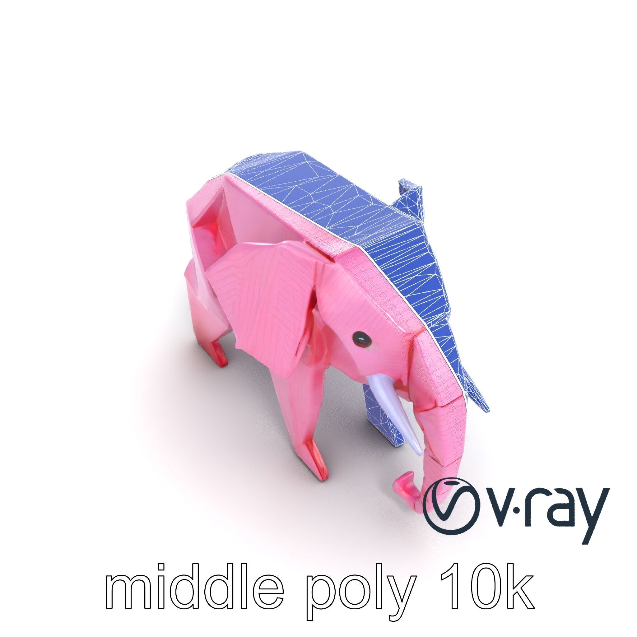 Origami Elephant Model Pack with Detailed Creases Low-poly 3D model_22
