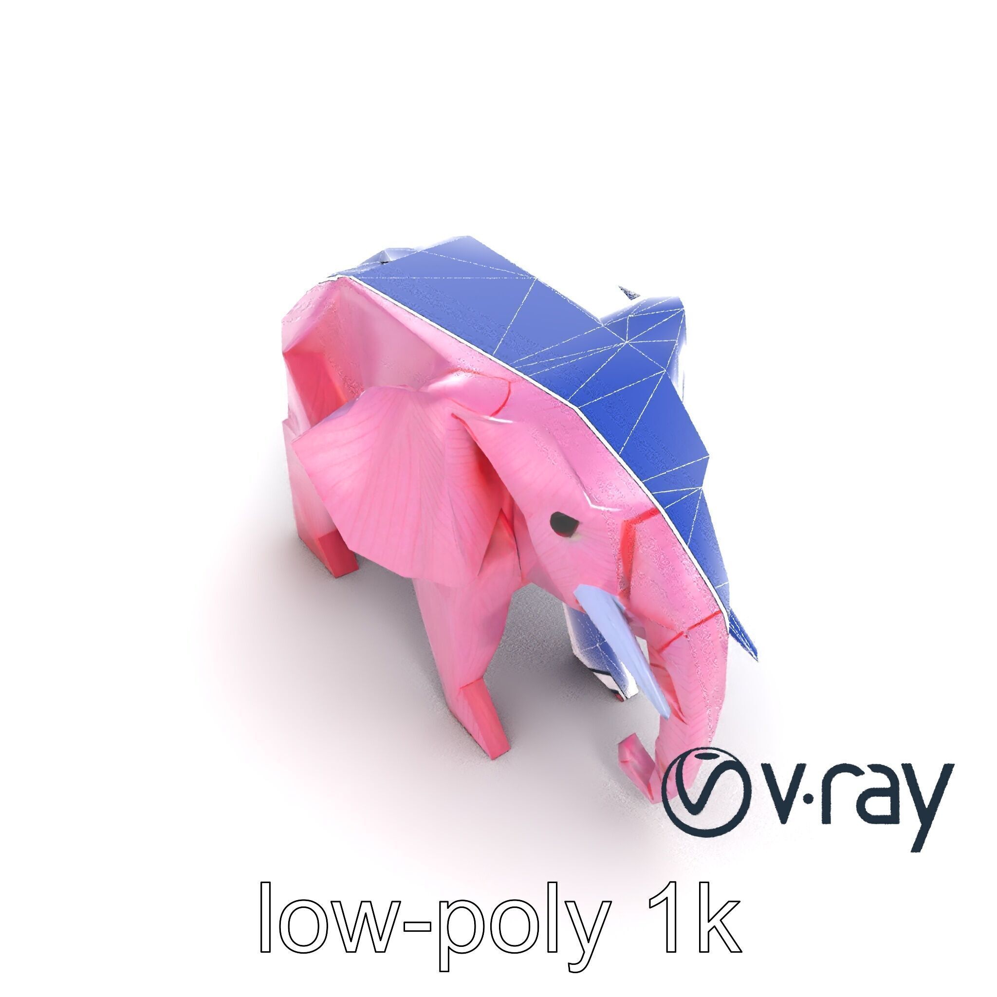 Origami Elephant Model Pack with Detailed Creases Low-poly 3D model_24