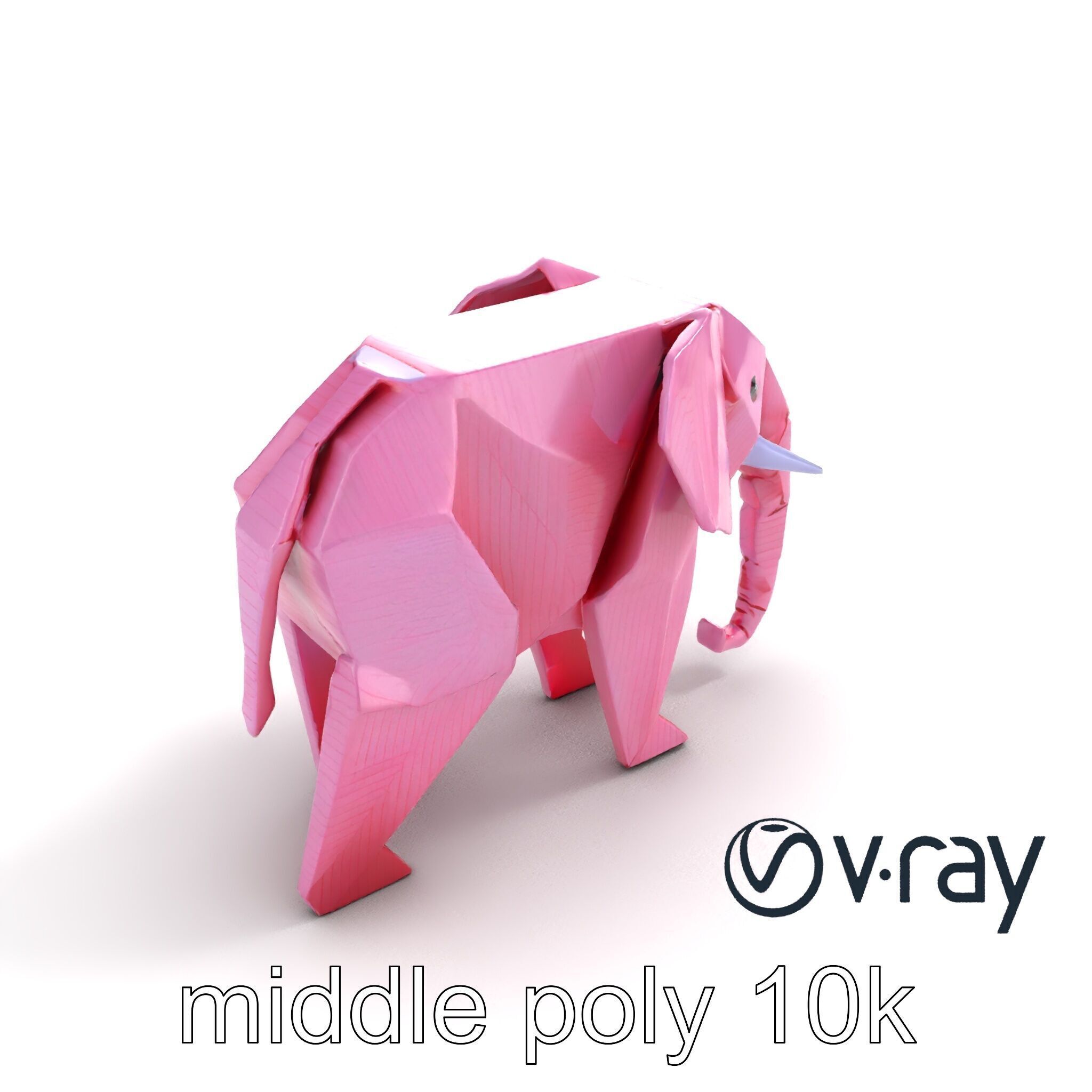 Origami Elephant Model Pack with Detailed Creases Low-poly 3D model_9