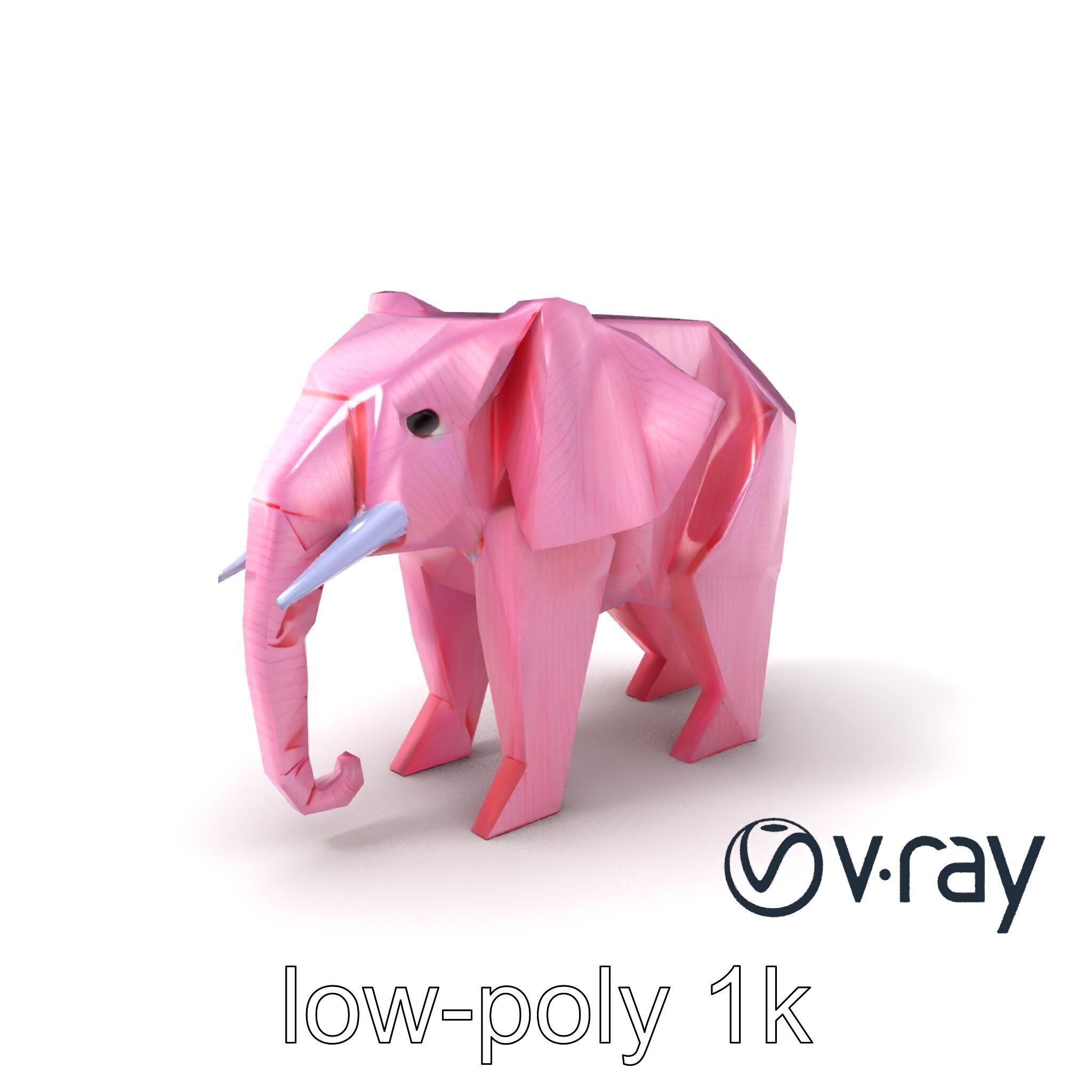 Origami Elephant Model Pack with Detailed Creases Low-poly 3D model_2