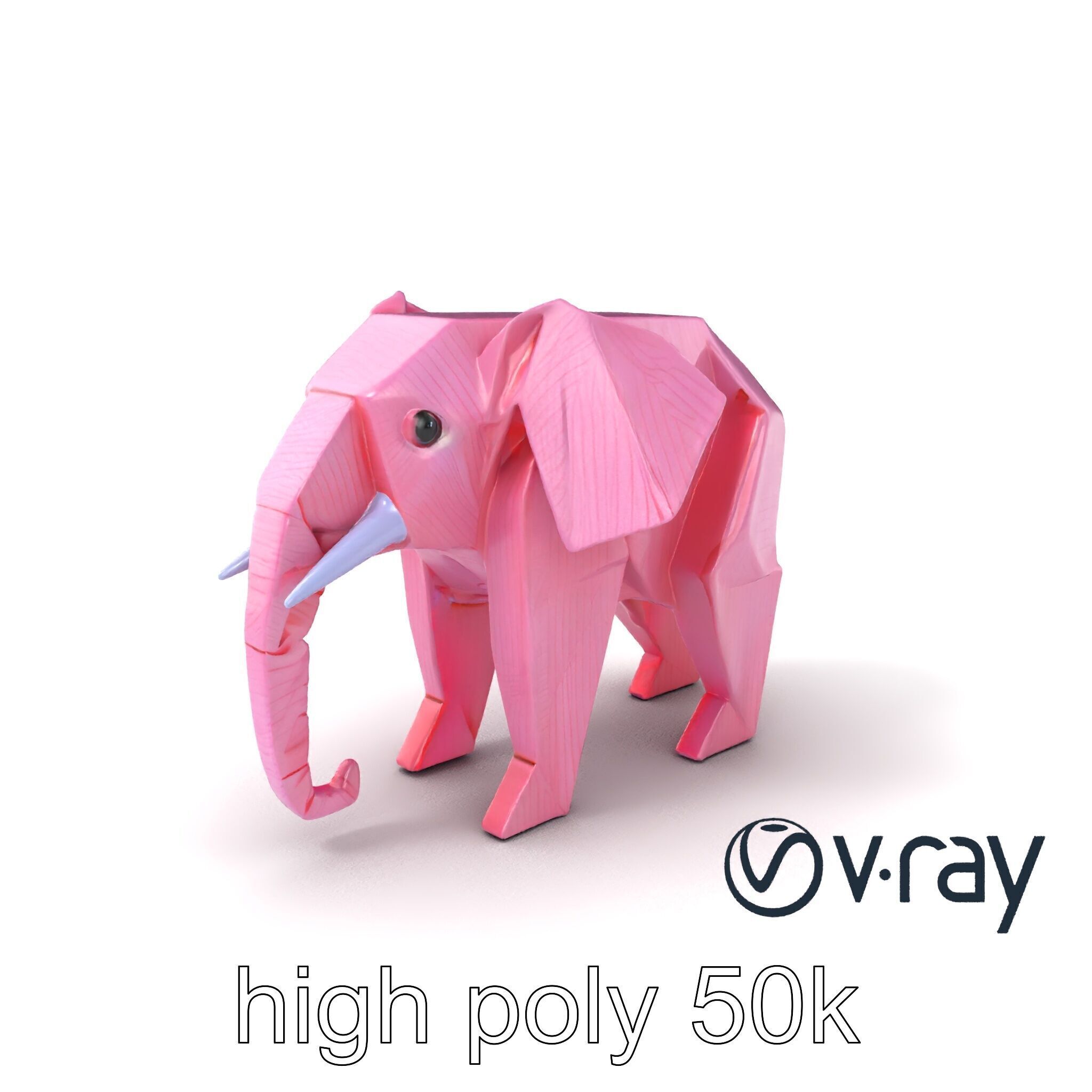 Origami Elephant Model Pack with Detailed Creases Low-poly 3D model_5