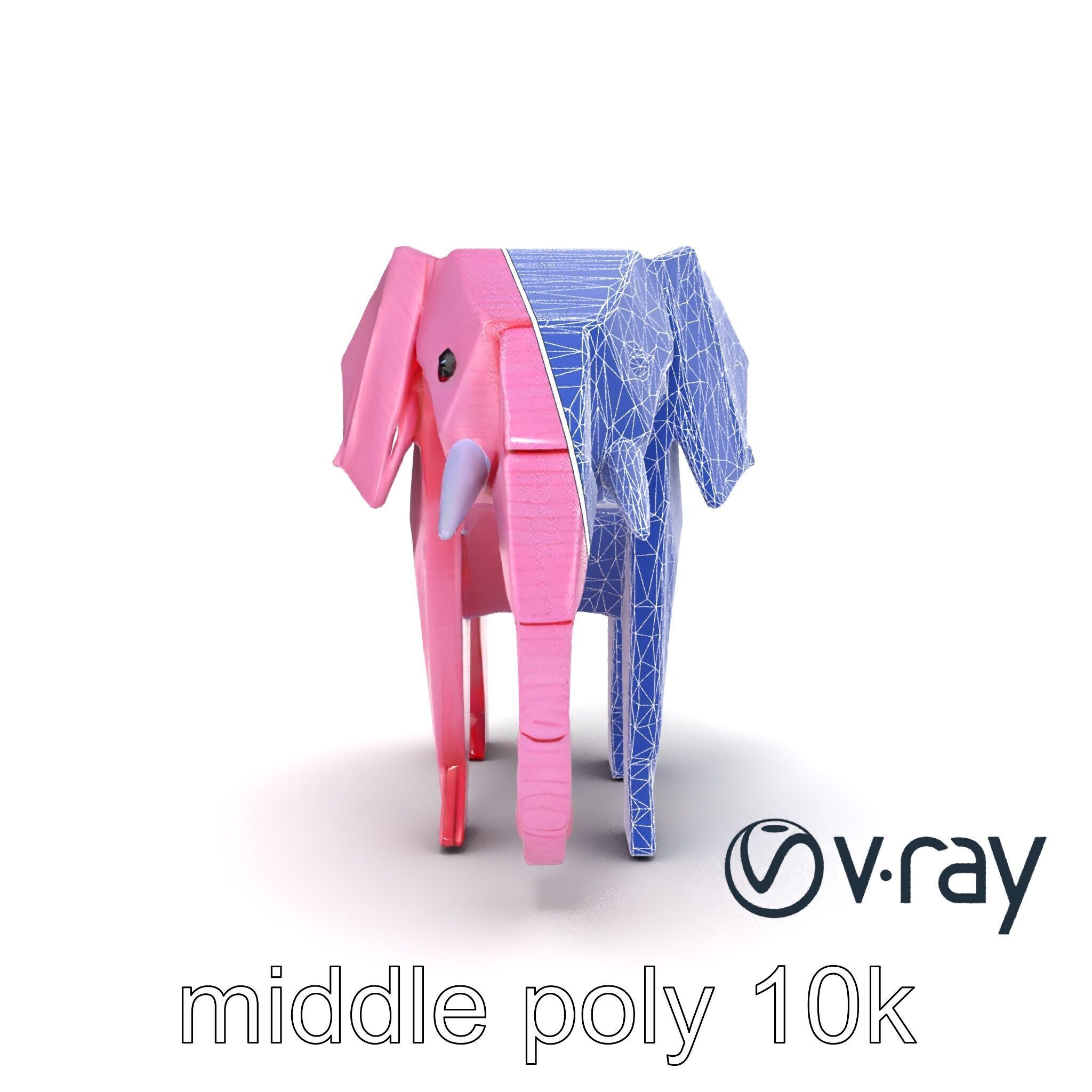 Origami Elephant Model Pack with Detailed Creases Low-poly 3D model_18