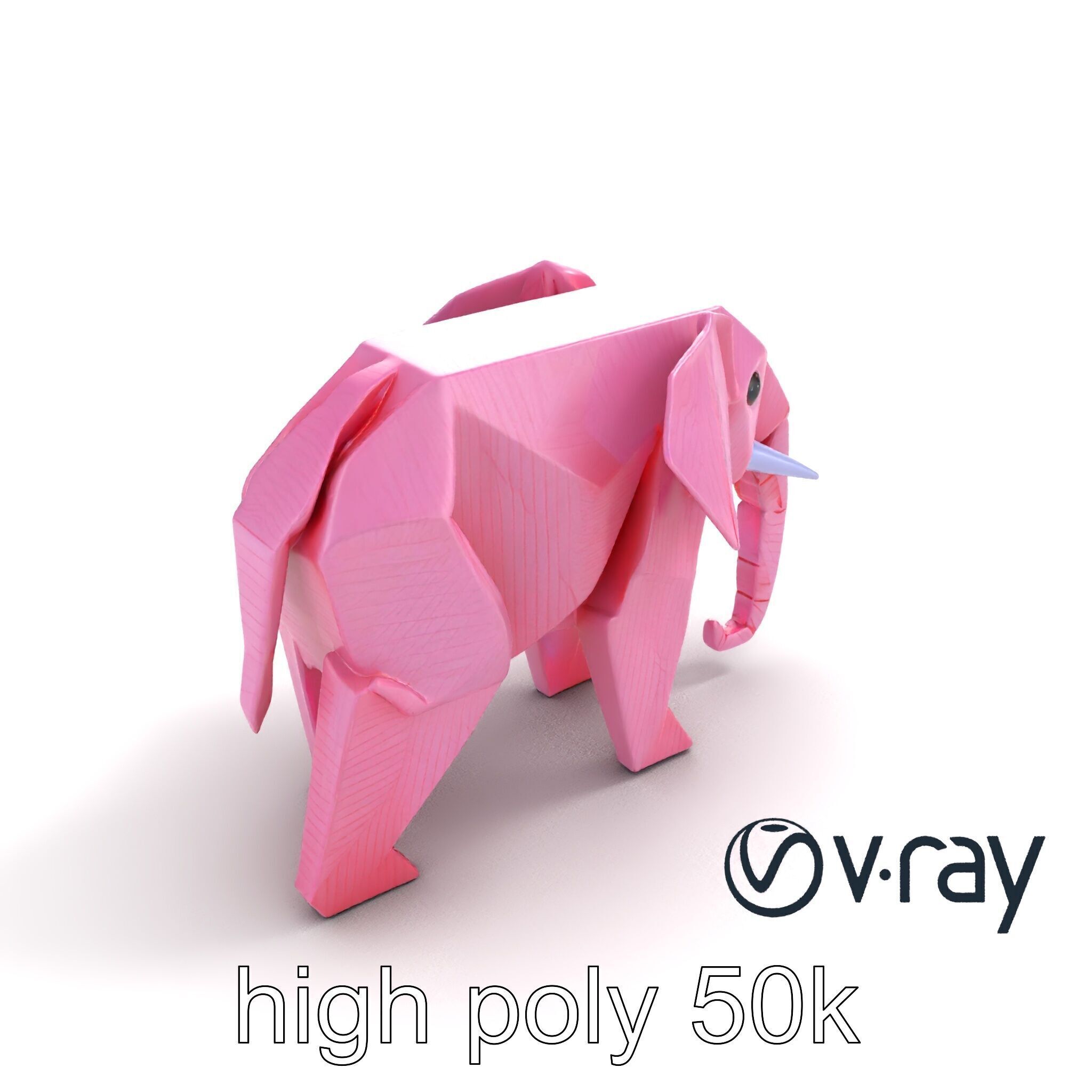 Origami Elephant Model Pack with Detailed Creases Low-poly 3D model_17